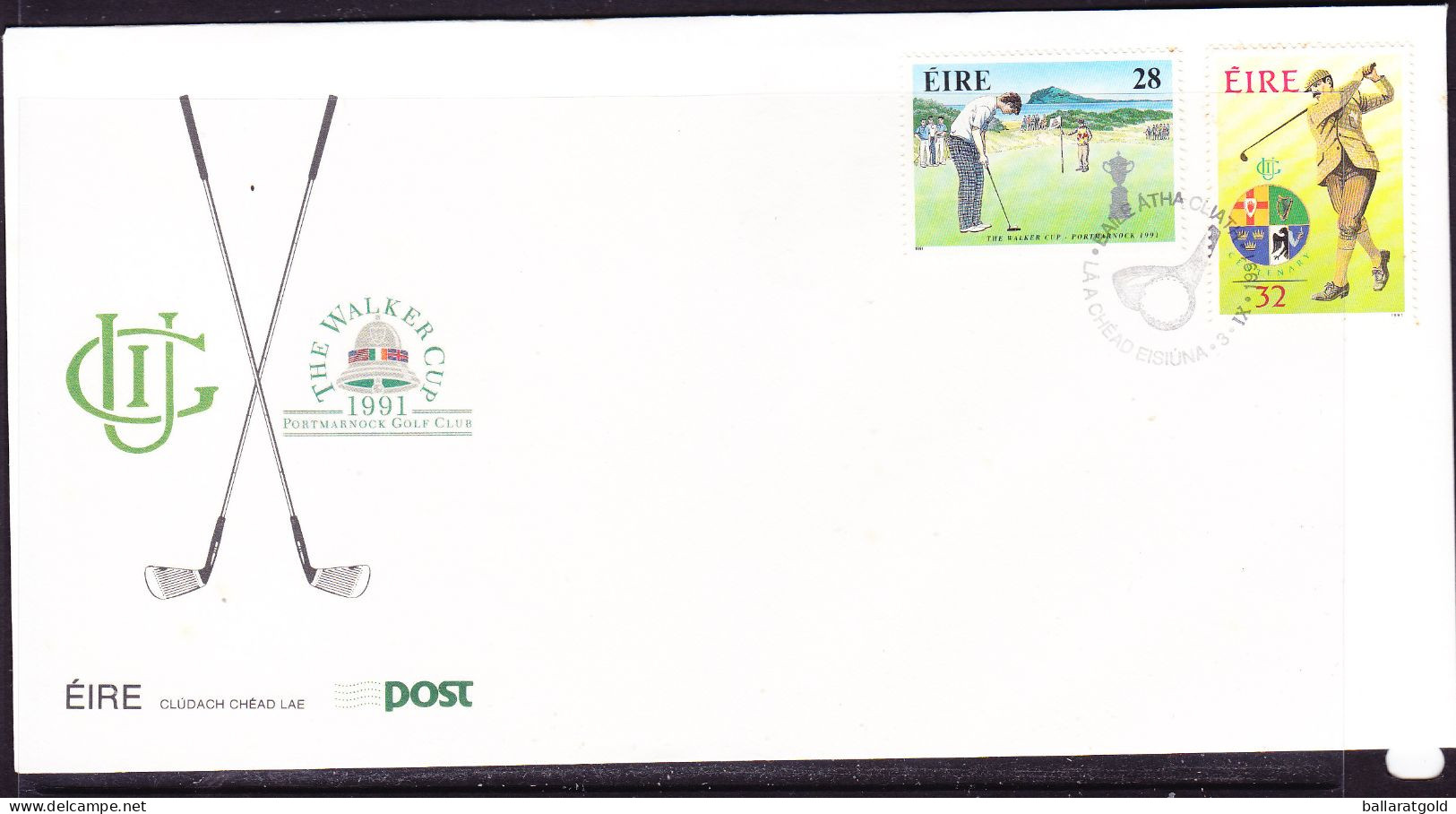 Ireland 1991 Golf First Day Cover - Unaddressed - Brieven En Documenten