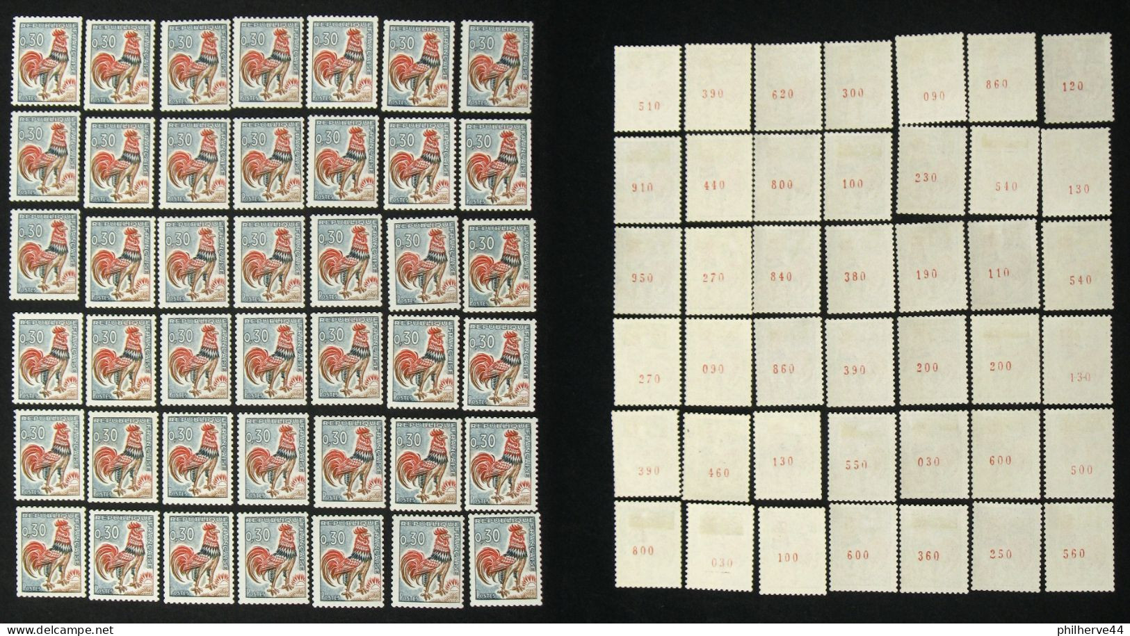 N° 1331Ab 30c COQ 42 Ex. Neuf N* N° Rouge Cote 567€ - 1962-1965 Hahn (Decaris)