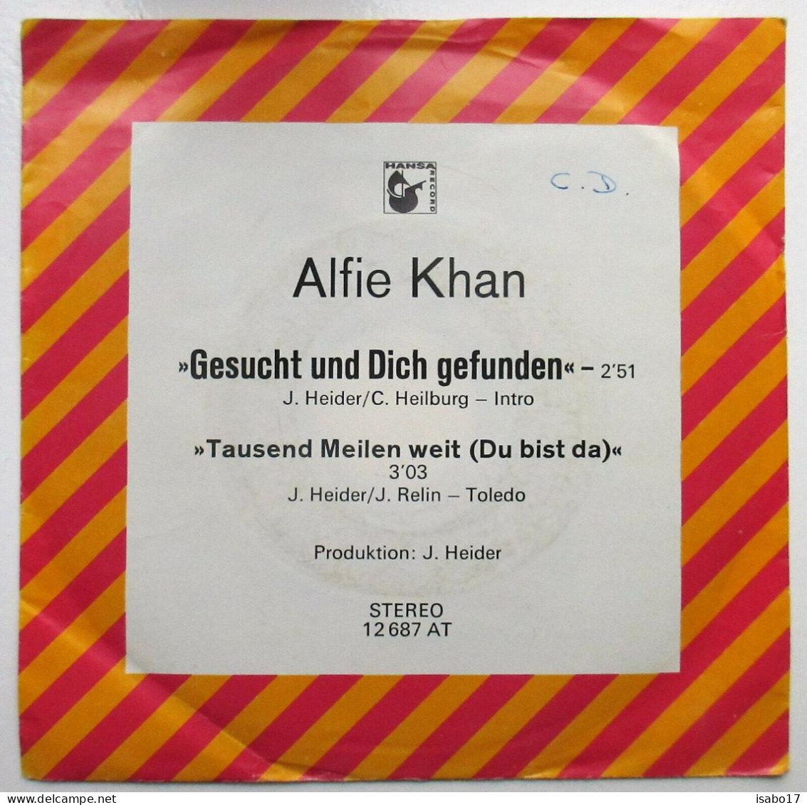 ALFIE KHAN Gesucht Und Dich Gefunden Single Vinyl 1975 - Otros - Canción Alemana