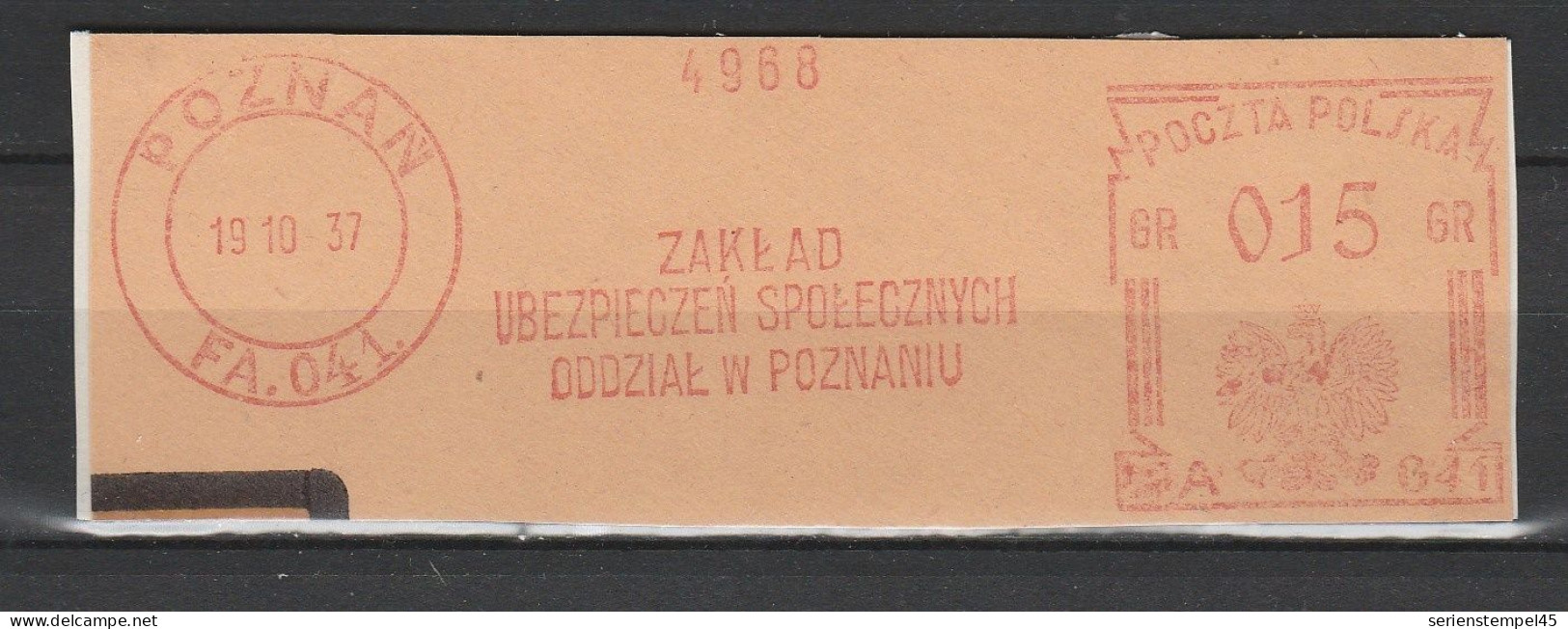 Polen Freistempel Briefstück Poznan Posen 1937 Zaklad - Machines à Affranchir (EMA)