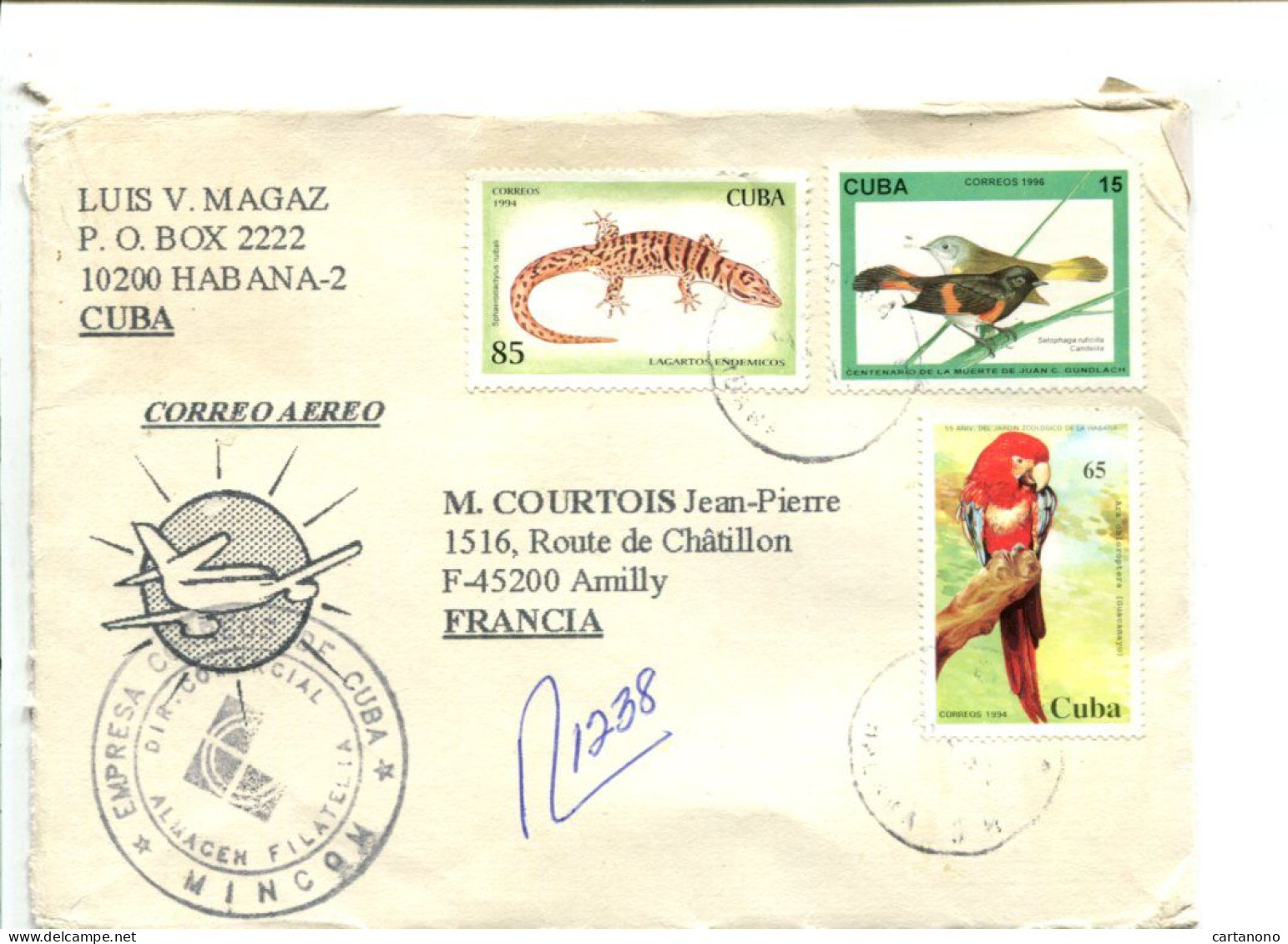 CUBA - Affranchissement Sur Lettre - Oiseaux Perroquet / Reptile - Andere & Zonder Classificatie