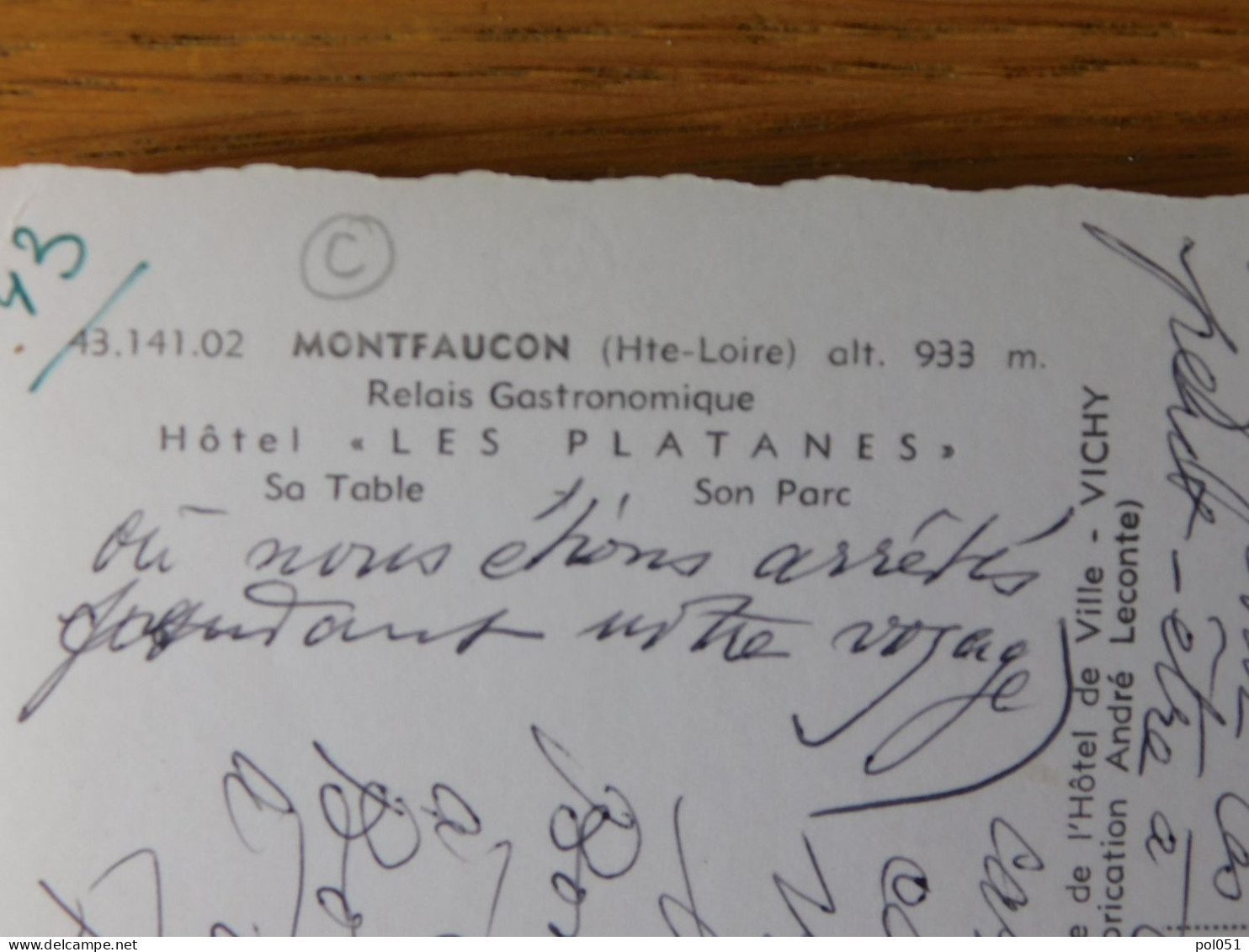 43 - HAUTE LOIRE - Montfaucon (Alt 933m) - Hôtel "Les Platanes" , Relais Gastronomique - Montfaucon En Velay