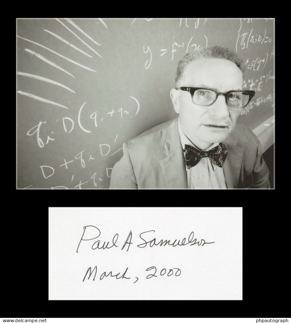 Paul Samuelson (1915-2009) - Economist - Rare Signed Card + Photo - Nobel Prize - Inventors & Scientists