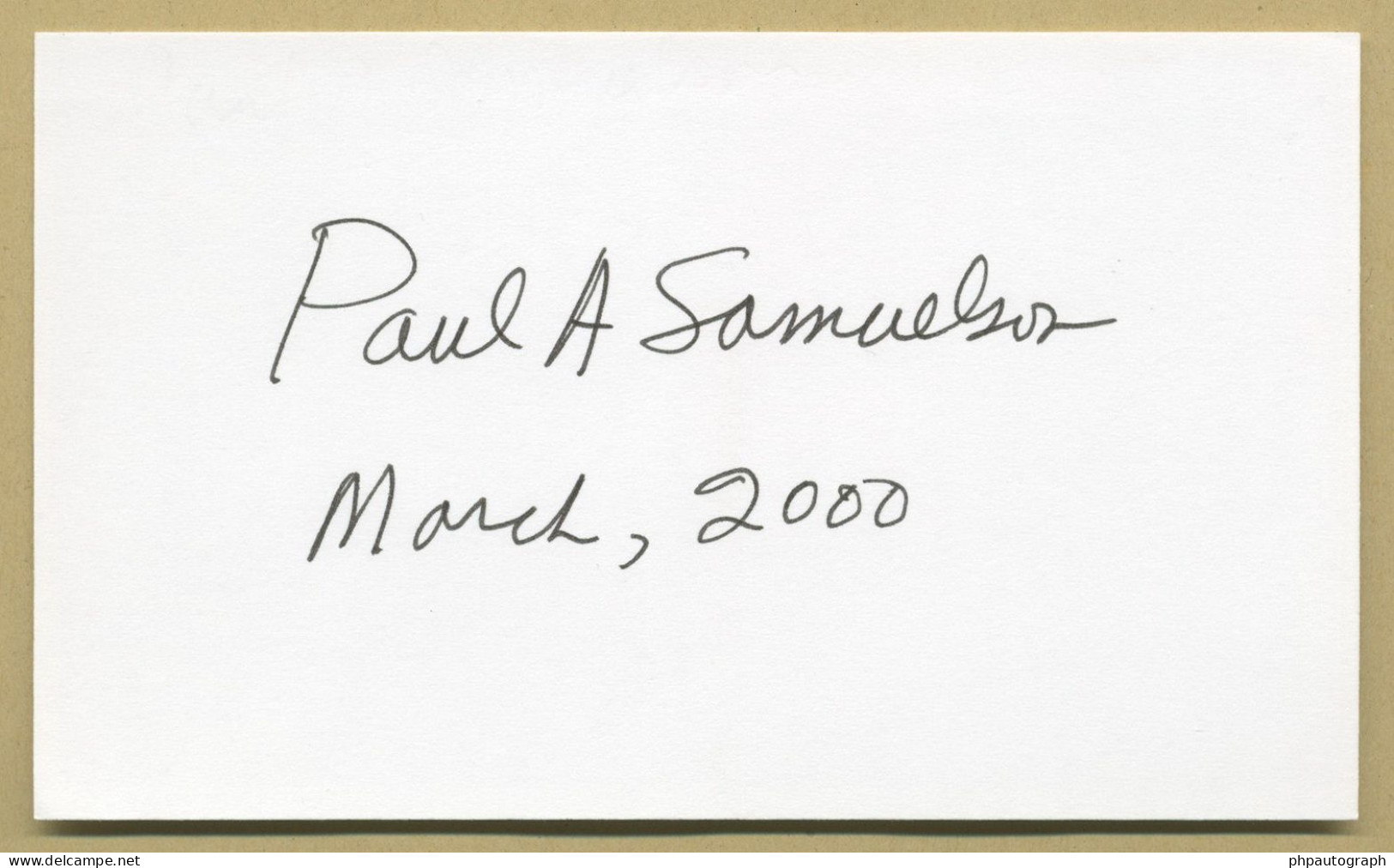 Paul Samuelson (1915-2009) - Economist - Rare Signed Card + Photo - Nobel Prize - Inventeurs & Scientifiques