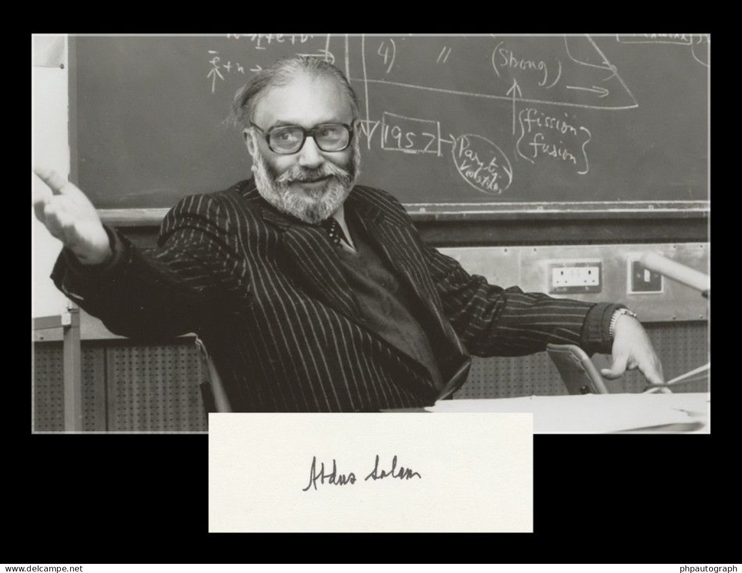 Abdus Salam (1926-1996) - Physicist - Rare Signed Card + Photo - Nobel Prize - Erfinder Und Wissenschaftler