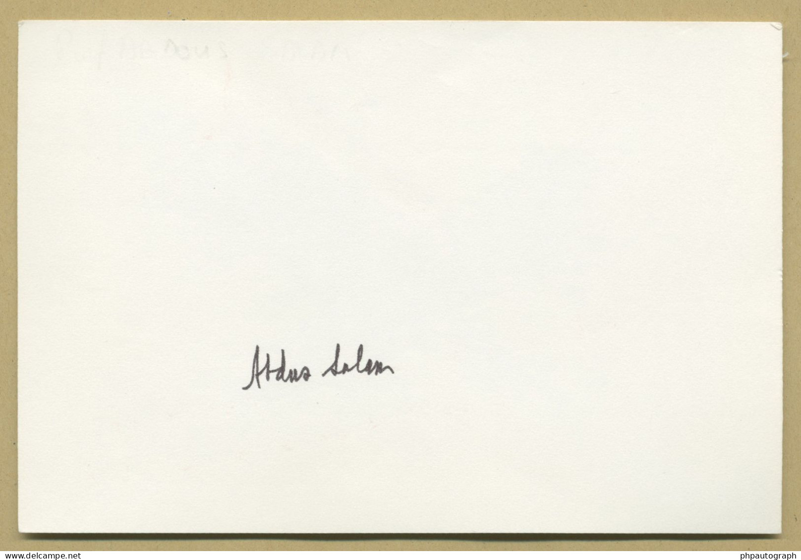 Abdus Salam (1926-1996) - Physicist - Rare Signed Card + Photo - Nobel Prize - Erfinder Und Wissenschaftler