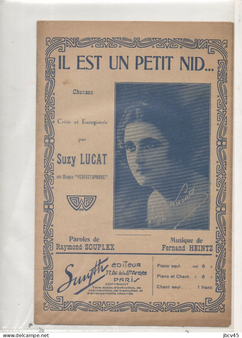Partition IL EST UN PETIT NID  Crée Par Suzy Lucat - Liederbücher