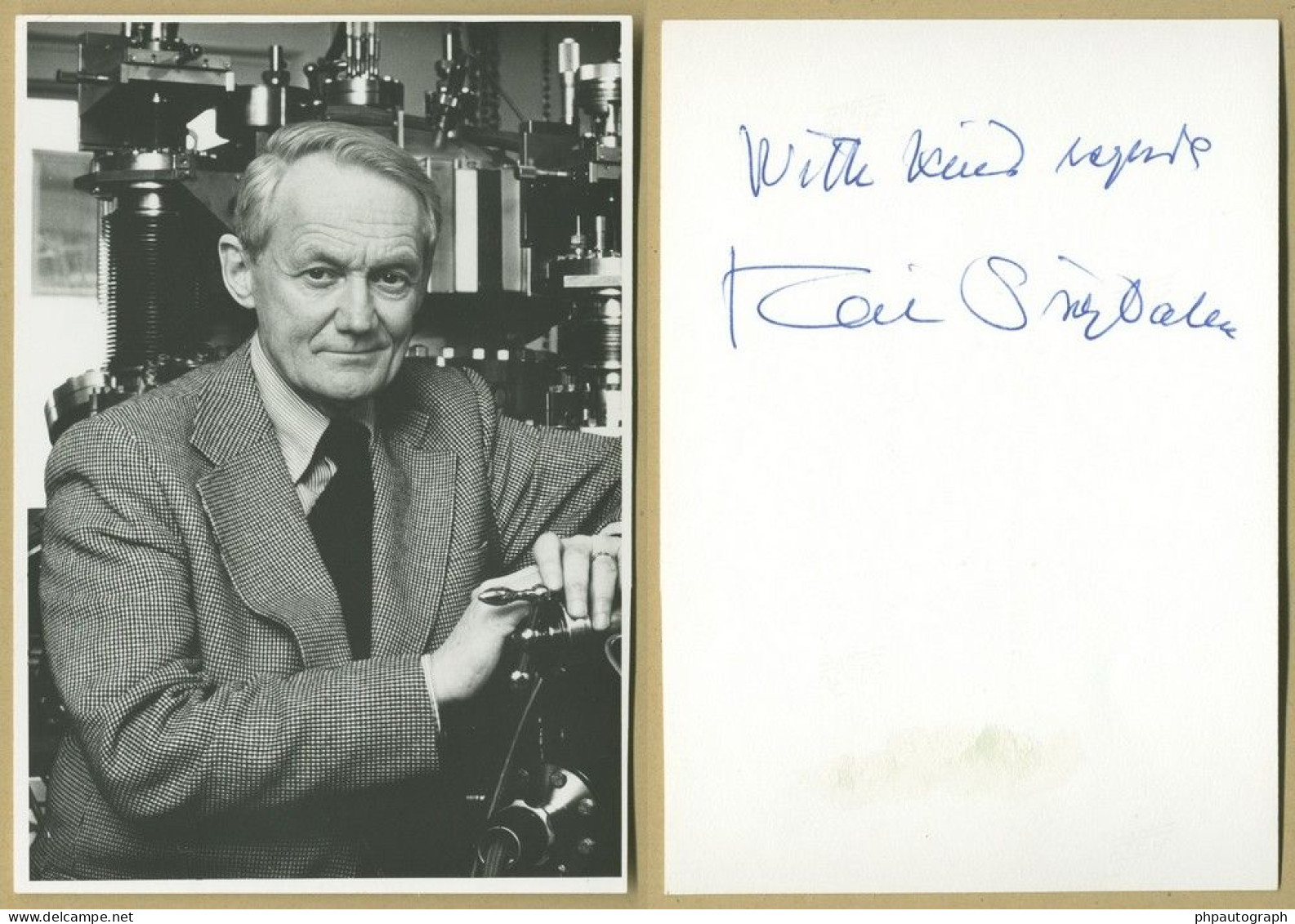 Kai Siegbahn (1918-2007) - Swedish Physicist - Back Signed Photo - Nobel Prize - Inventors & Scientists