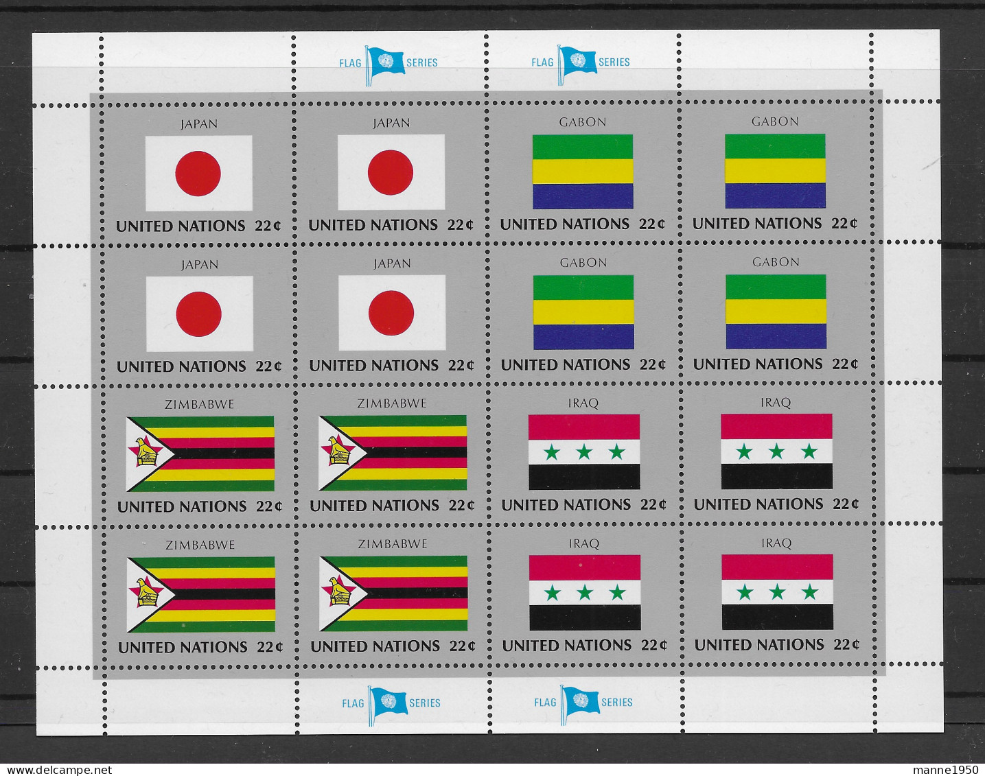 Vereinte Nationen - New York 1987 Flaggen Mi.Nr. 524/39 4 Kleinbögen ** - Neufs
