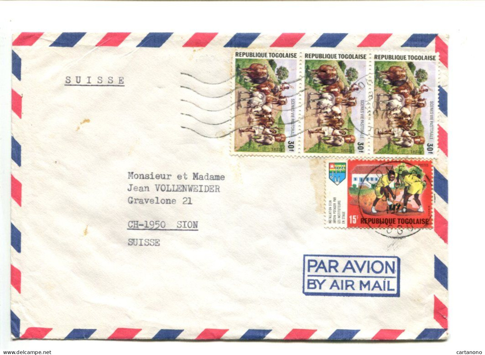 République Togolaise - Affranchissement Sur Lettre - Scène Pastorale / Bovin / Jardinage - Togo (1960-...)