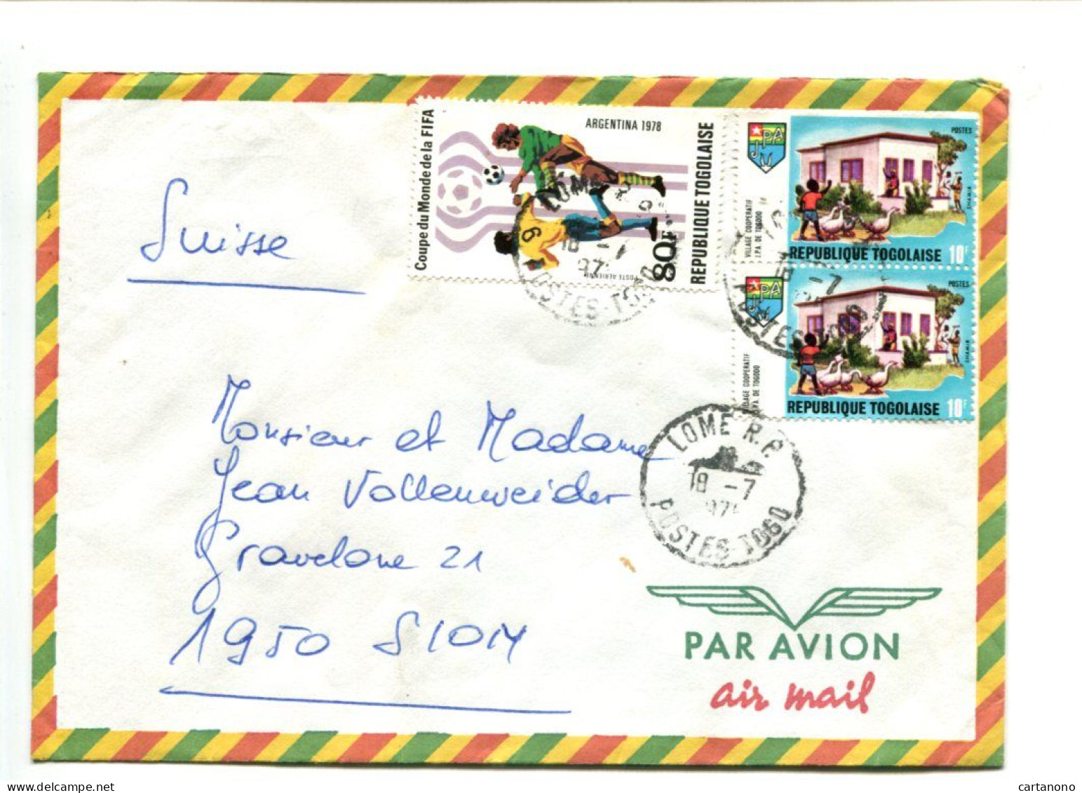 République Togolaise - Affranchissement Sur Lettre Pour La Suisse - Football / Village Coopératif - Togo (1960-...)
