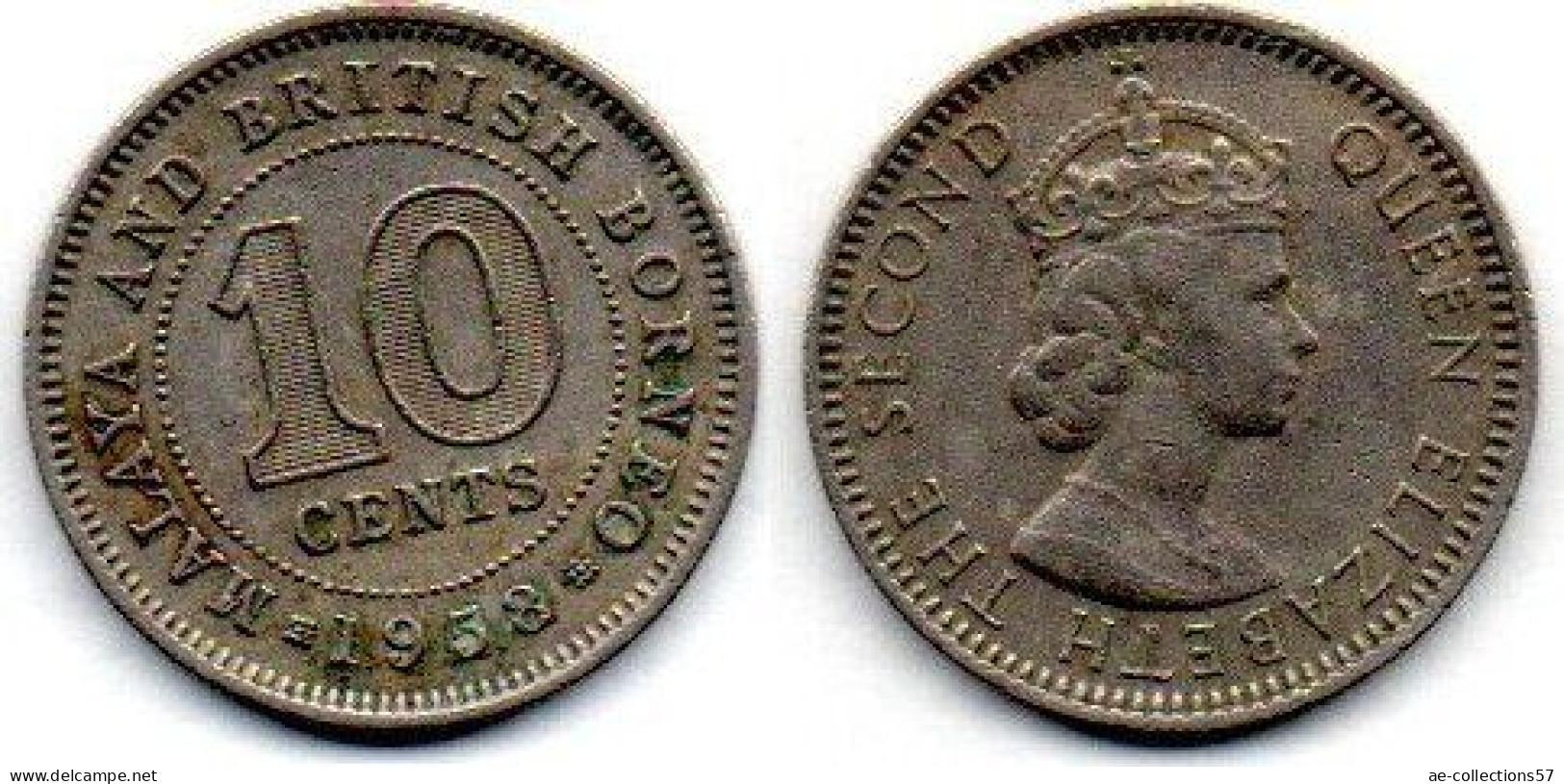 MA 25249  / Malaya 10 Cents 1958 TB+ - Malaysia