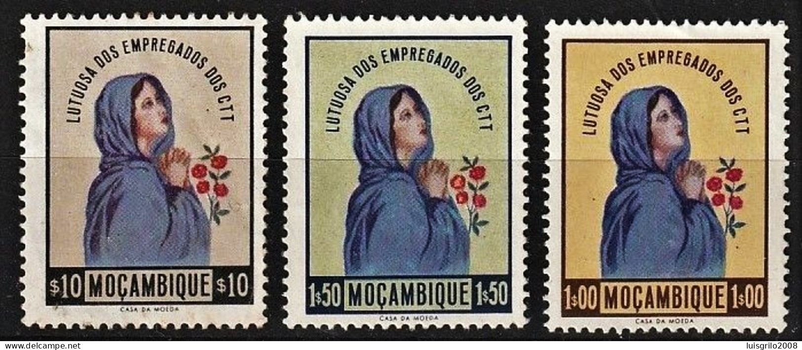 Vignettes/ Vinhetas, Moçambique Portugal - Lutuosa Dos Empregados Dos CTT -||- Série Complète - MNH - No Gum - Lokale Uitgaven