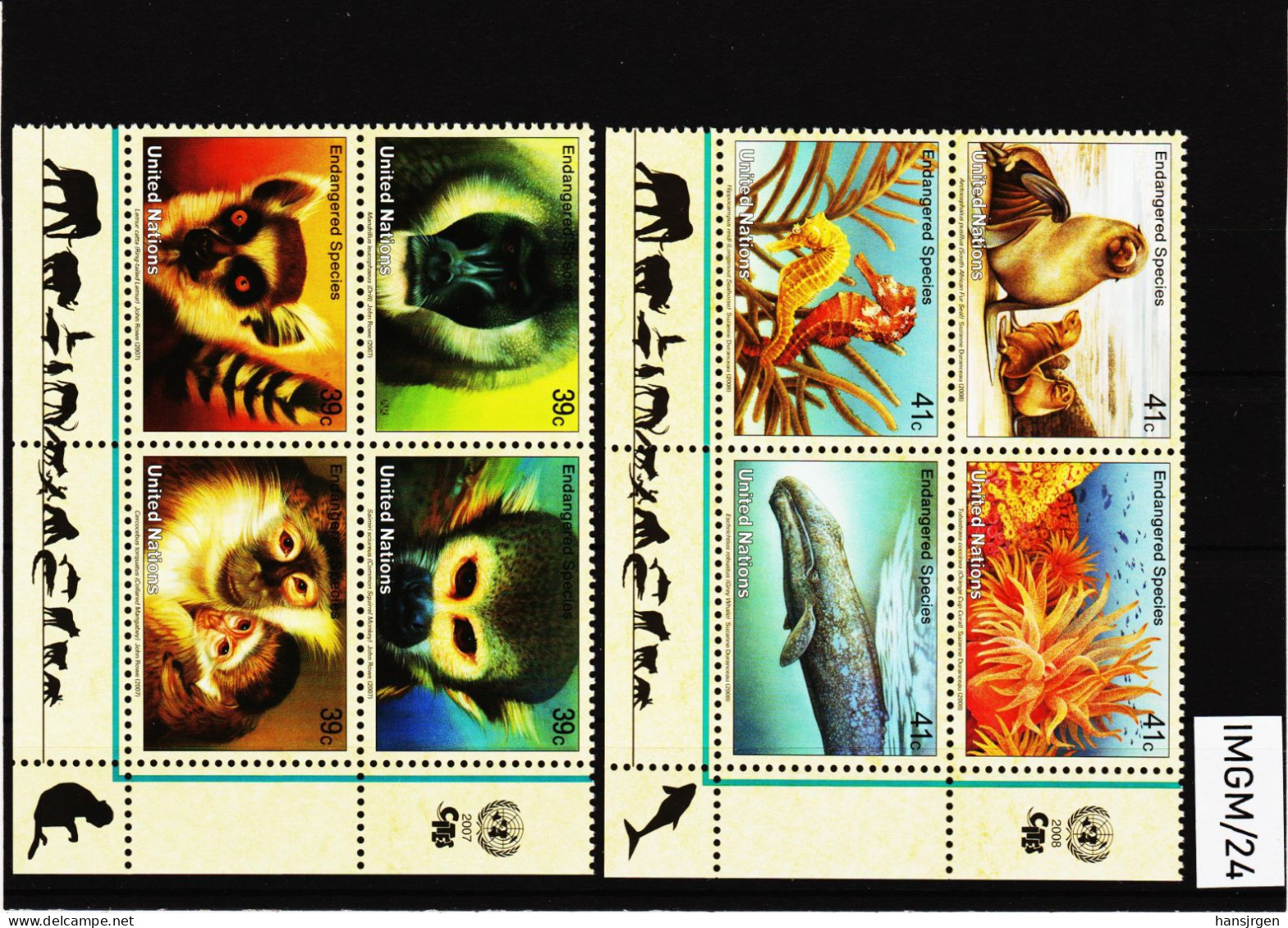 IMGM/24 VEREINTE NATIONEN NEW YORK  2007/08 Michl  1045/48 + 1079/82  VIERERBLÖCKE  ** Postfrisch SIEHE ABBILDUNG - Unused Stamps