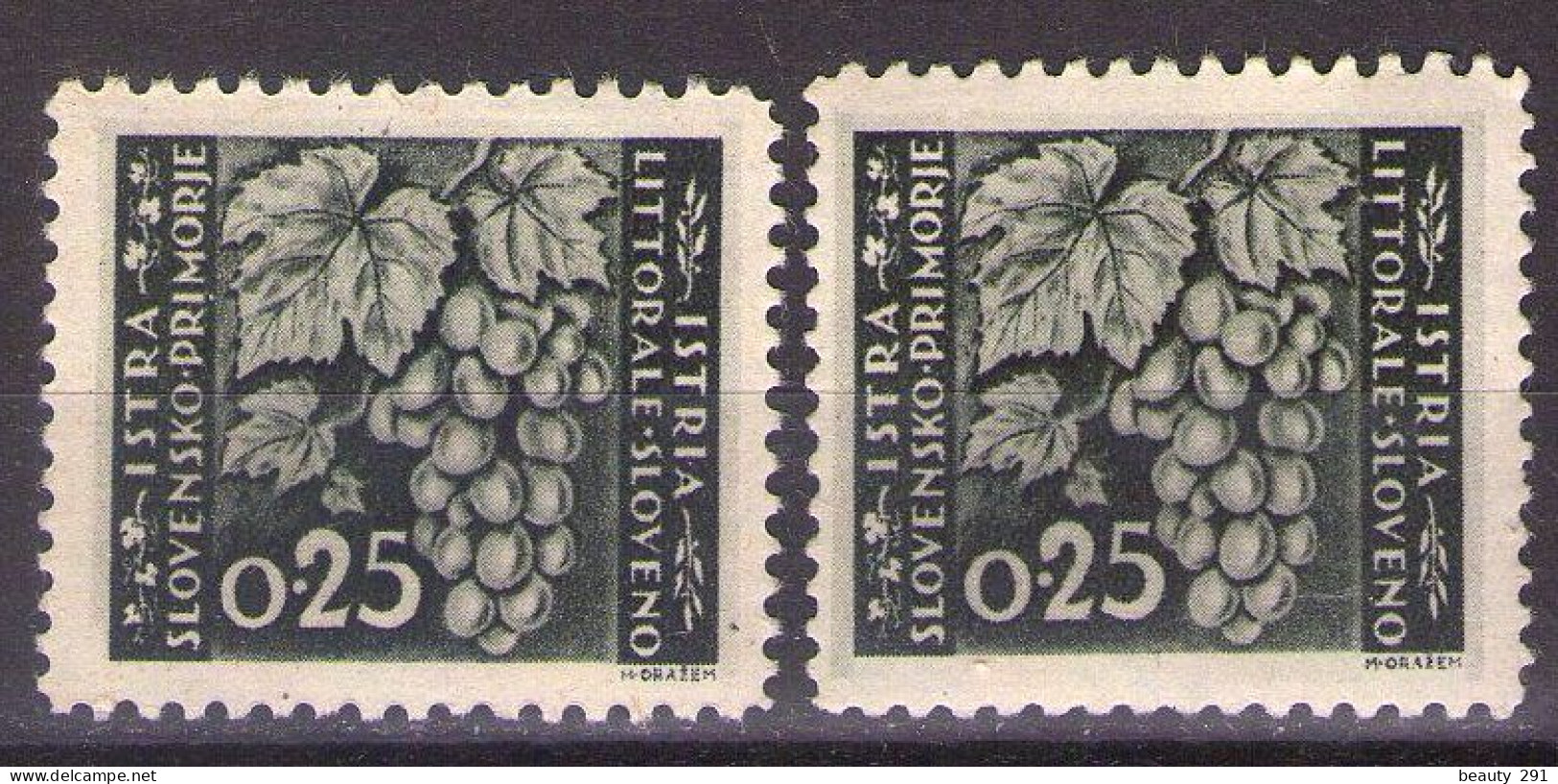 ISTRIA E LITORALE SLOVENO 1945. Tiratura Di Lubiana, Dent. 10 1/2-11 1/2, Sass. 41,TIPO I,II MH* - Joegoslavische Bez.: Slovenische Kusten