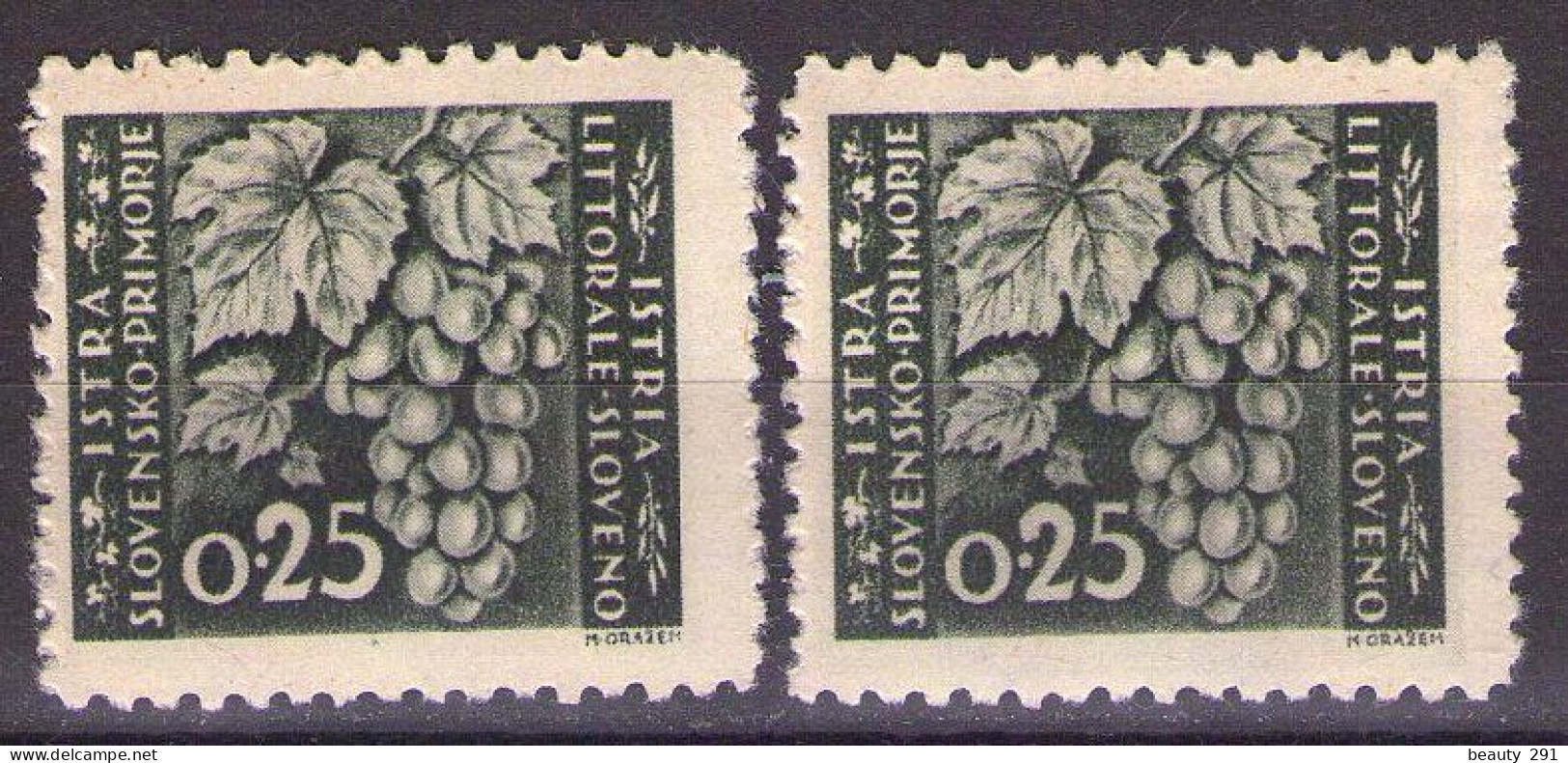 ISTRIA E LITORALE SLOVENO 1945. Tiratura Di Lubiana, Dent. 10 1/2-11 1/2, Sass. 41,TIPO I,II MH* - Yugoslavian Occ.: Slovenian Shore