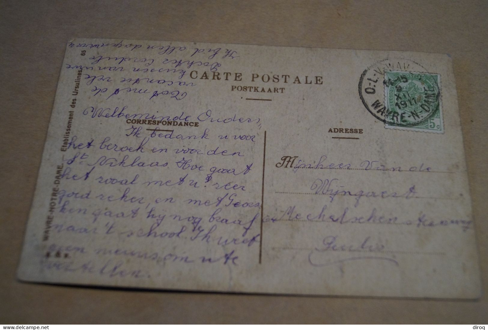 Wavre-Notre-Dame,école,classe De Dentellières,1911,belle Carte Ancienne - Waver