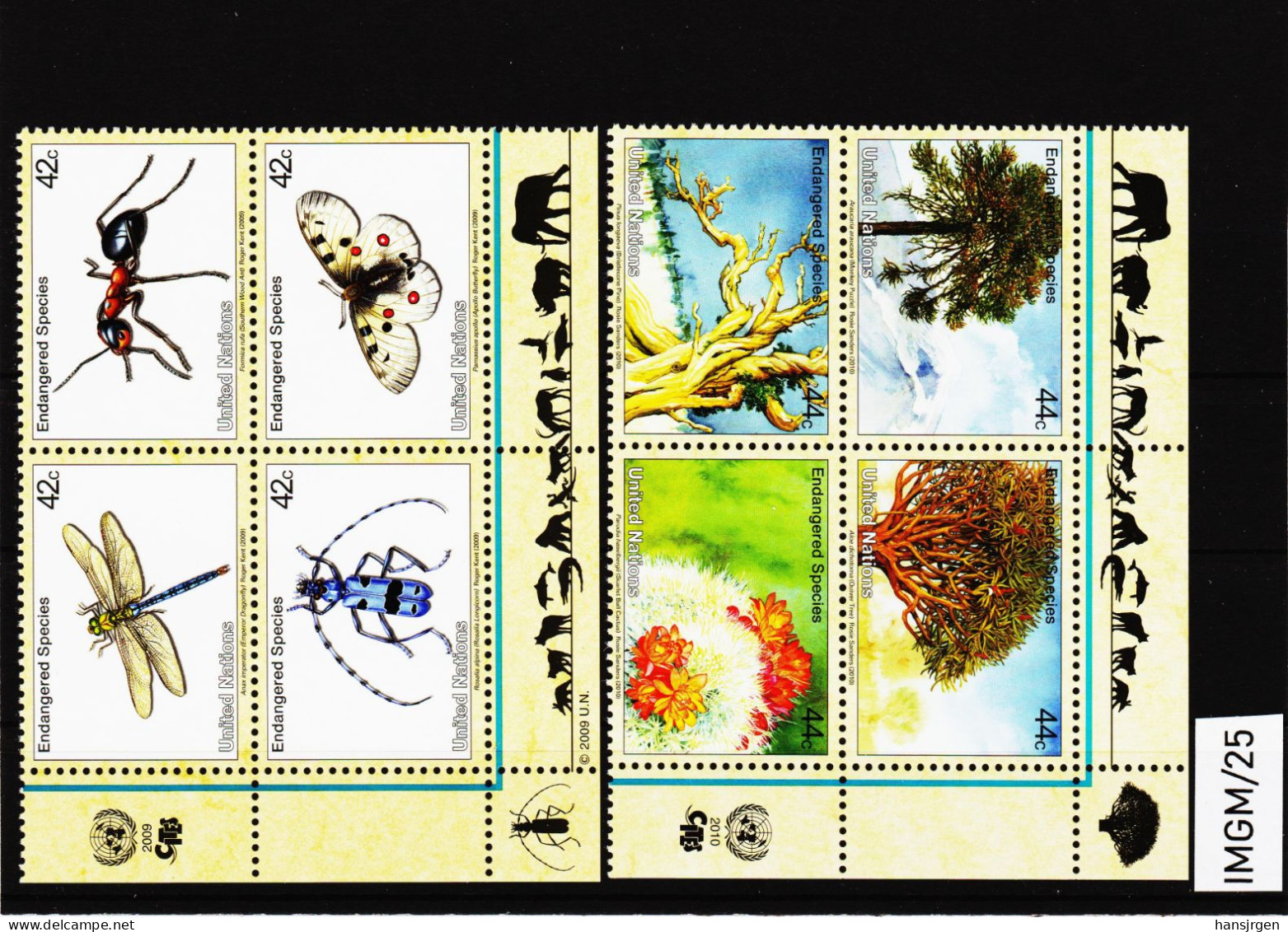 IMGM/25 VEREINTE NATIONEN NEW YORK  2009/10 Michl  1137/40 + 1185/88 VIERERBLÖCKE  ** Postfrisch SIEHE ABBILDUNG - Unused Stamps