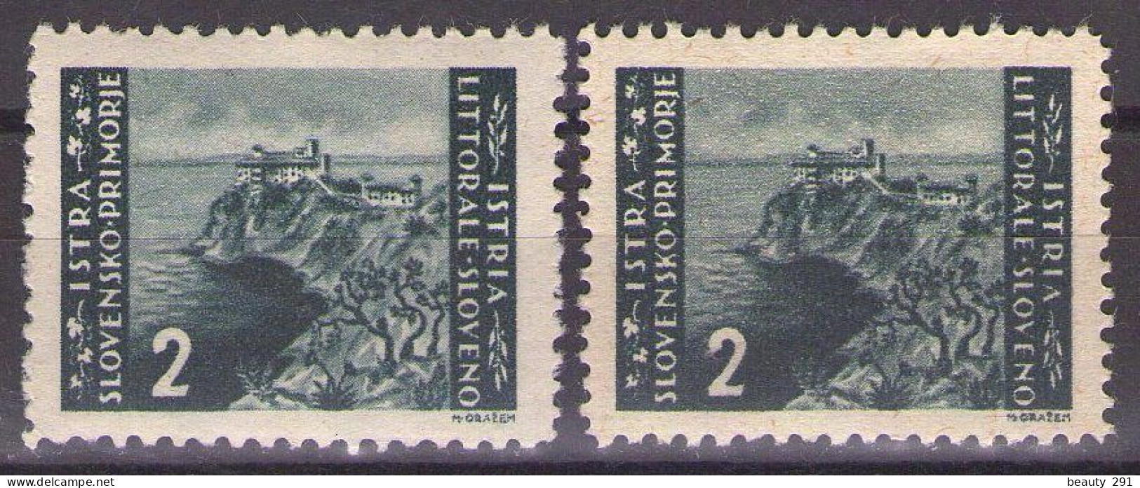 ISTRIA E LITORALE SLOVENO 1945. Tiratura Di Lubiana, Dent. 10 1/2-11 1/2, Sass. 45,DIFFERENT COLOR MH* - Occup. Iugoslava: Litorale Sloveno