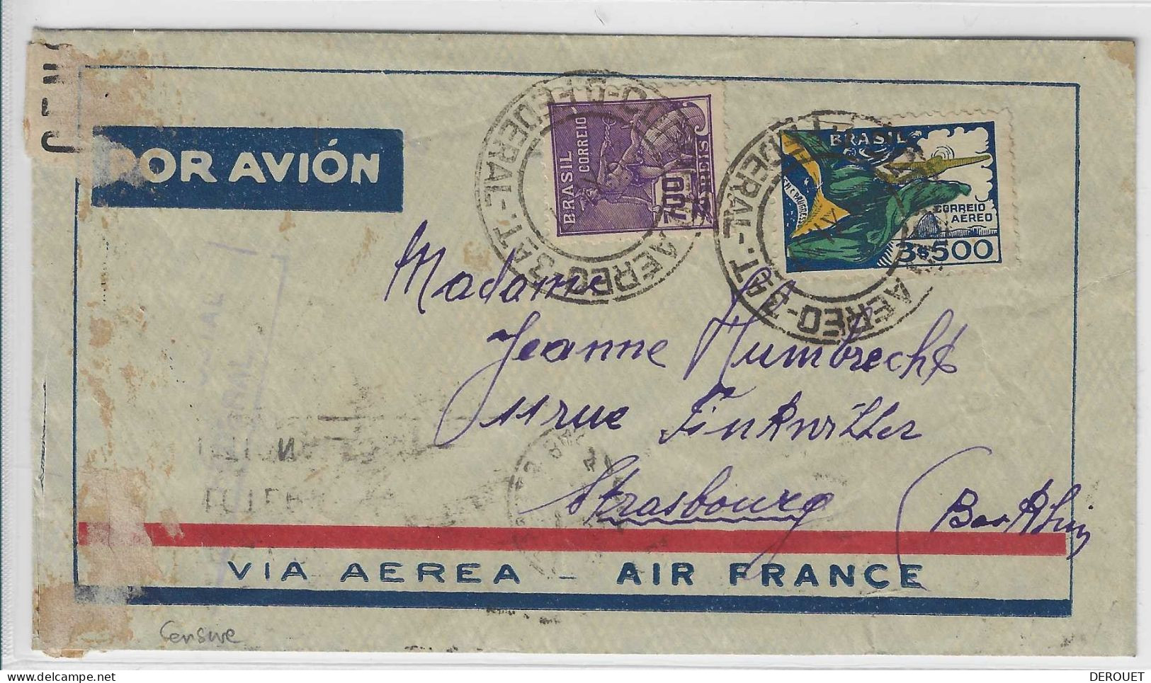 Ligne Mermoz, Période Air France - AMFRA 122 R Par Le "Ville De Dakar" - Poste Aérienne (Compagnies Privées)