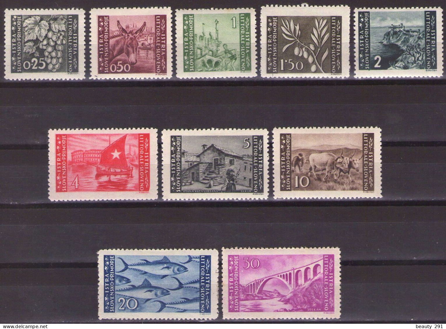 ISTRIA E LITORALE SLOVENO 1946. Tiratura Di Zagabria, Dent. 12, Sass. 51-60, MH* - Occup. Iugoslava: Litorale Sloveno