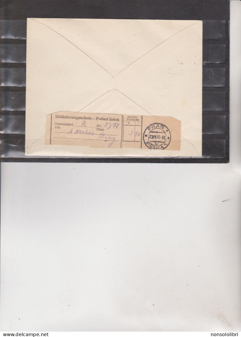 BUSTA  AFFRANCATA  CON  FRANCOBOLLI   BOEMIA  E  MORAVIA + TEDESCO   PRAG 2 - DIENSTPOST BOHMEN-MAHREN 1941 - Briefe U. Dokumente