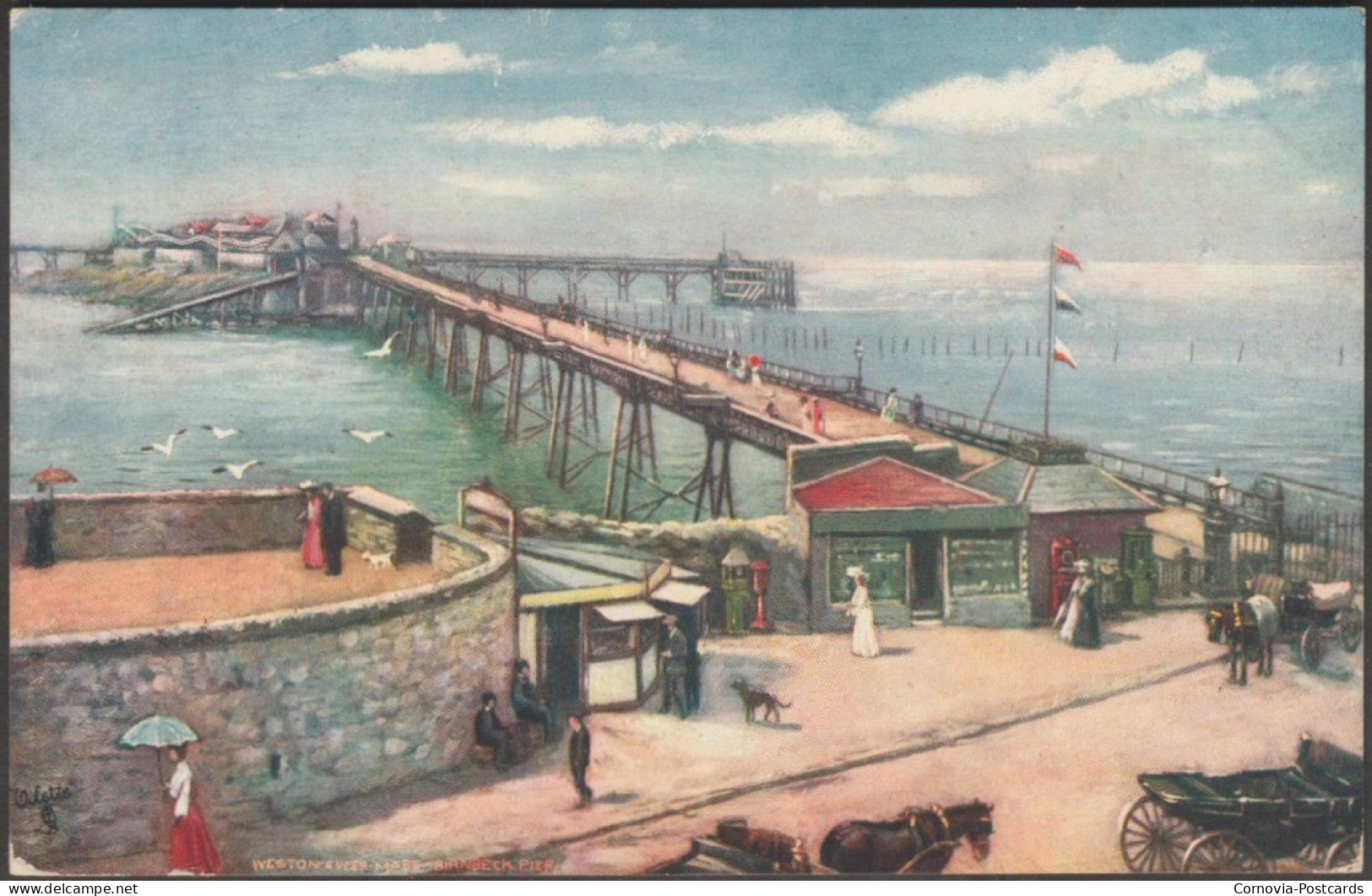 Birnbeck Pier, Weston-Super-Mare, 1906 - Tuck's Oilette Postcard - Weston-Super-Mare