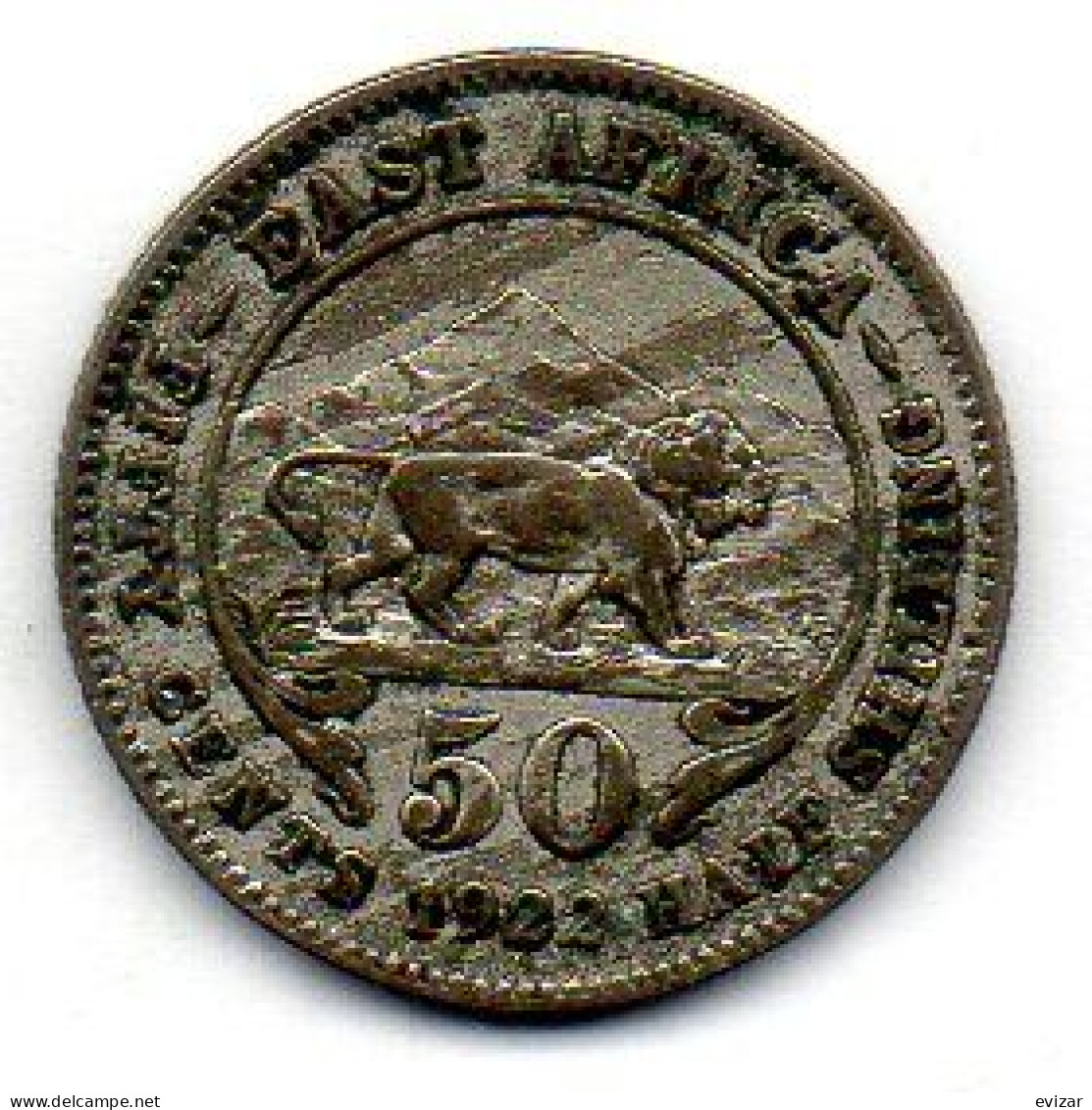 BRITISH EAST AFRICA, 50 Cents, Silver, Year 1922, KM # 20 - Britse Kolonie