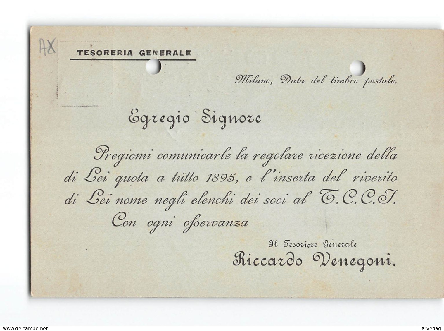 17971 TOURING CLUB CICLISTICO ITALIANO MILANO X COMO - PRESENTI 2 BUCHI - Storia Postale