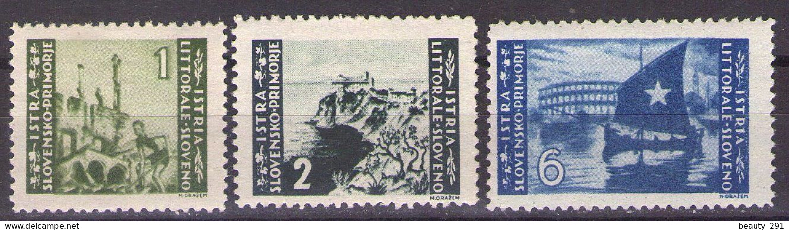 ISTRIA E LITORALE SLOVENO 1946. Tiratura Di Belgrado, Dent. 11-1/2, Sass. 63,64,66  MH* - Yugoslavian Occ.: Slovenian Shore