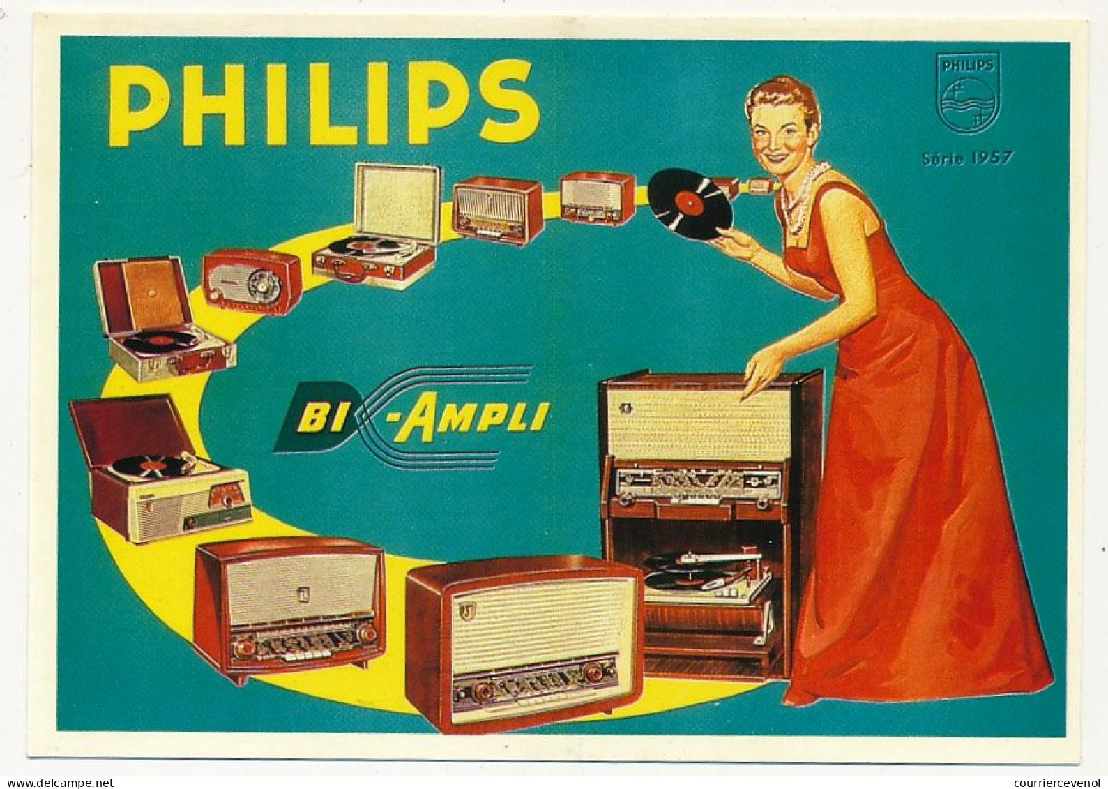 CPM - Philips Bi-ampli - Reproduction D'Affiche 1956 - Editions F. Nugeron - Advertising