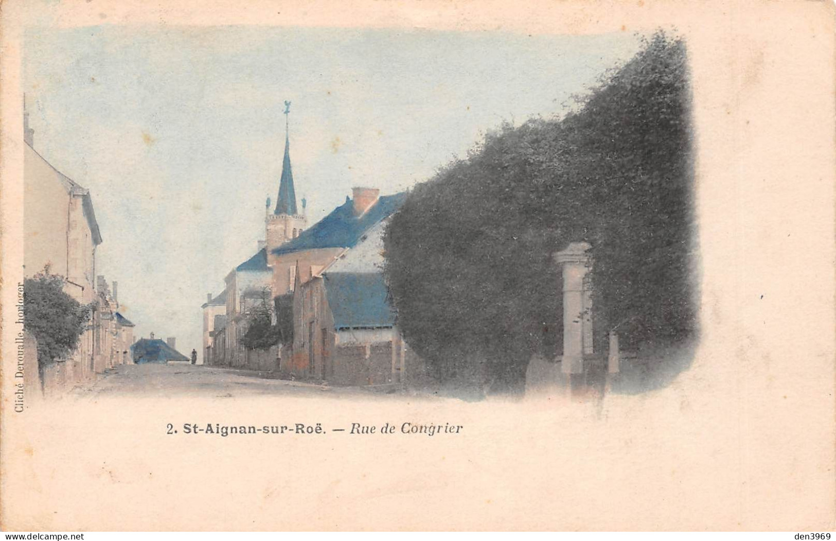 SAINT-AIGNAN-sur-ROE (Mayenne) - Rue De Congrier - Tirage Couleurs (RARE) - Précurseur Voyagé 1904 (2 Scans) Bernay - Saint Aignan Sur Roe