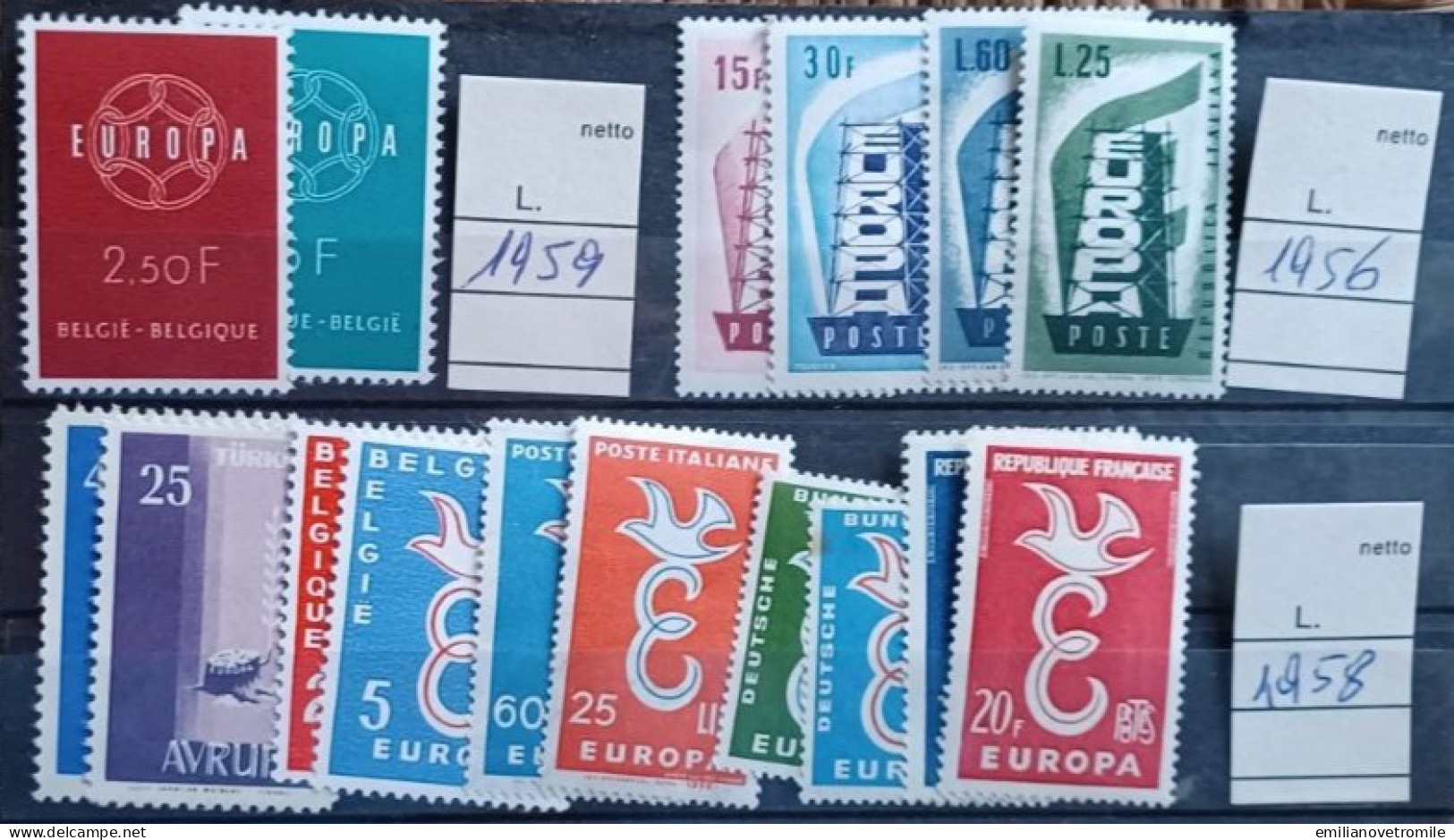 EUROPA CEPT LOTTO 16 VALORI NUOVI 1956/1958/1959 - 1956