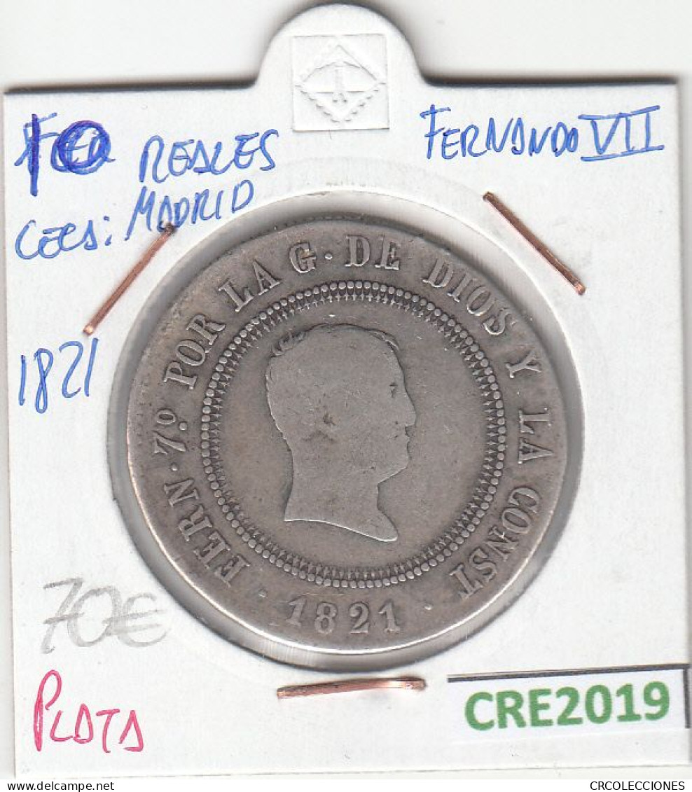 CRE2019 MONEDA ESPAÑA FERNANDO VII PLATA 10 REALES MADRID 1821 BC - Autres & Non Classés