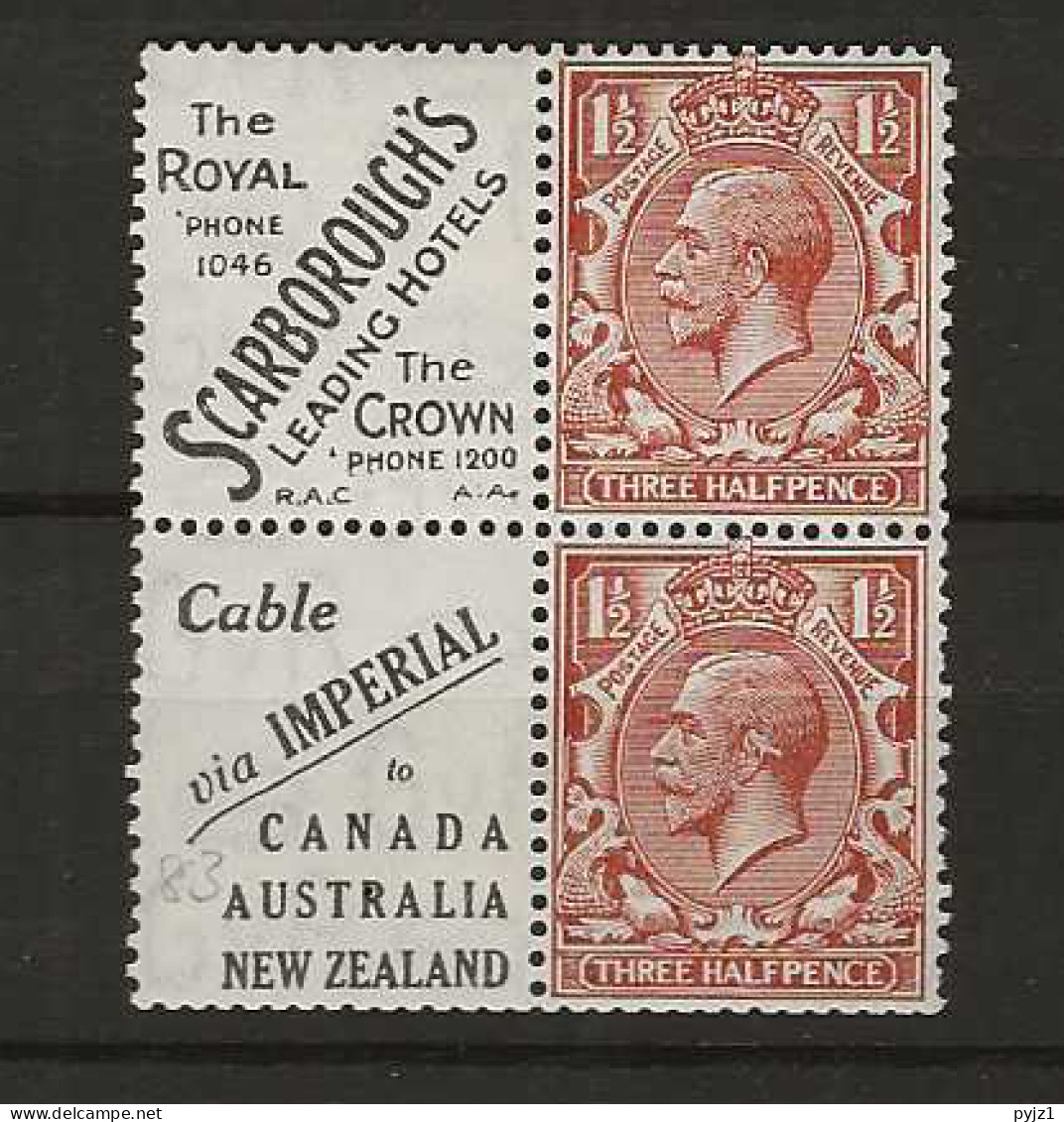 1924 MH Great Britain SG 420d Part Booklet Pane With Adverticement Labels - Ungebraucht