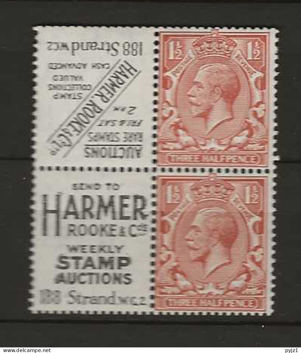 1924 MH Great Britain SG 420d Part Booklet Pane With Adverticement Labels - Neufs