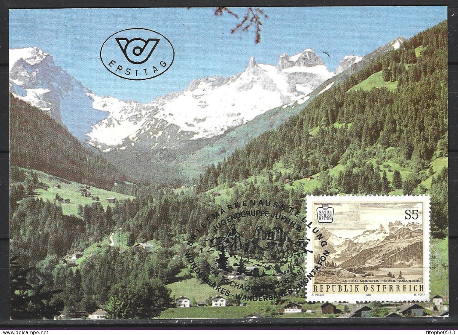 AUTRICHE. N°1724 De 1987 Sur Carte Maximum. Montagnes Autrichiennes. - Berge