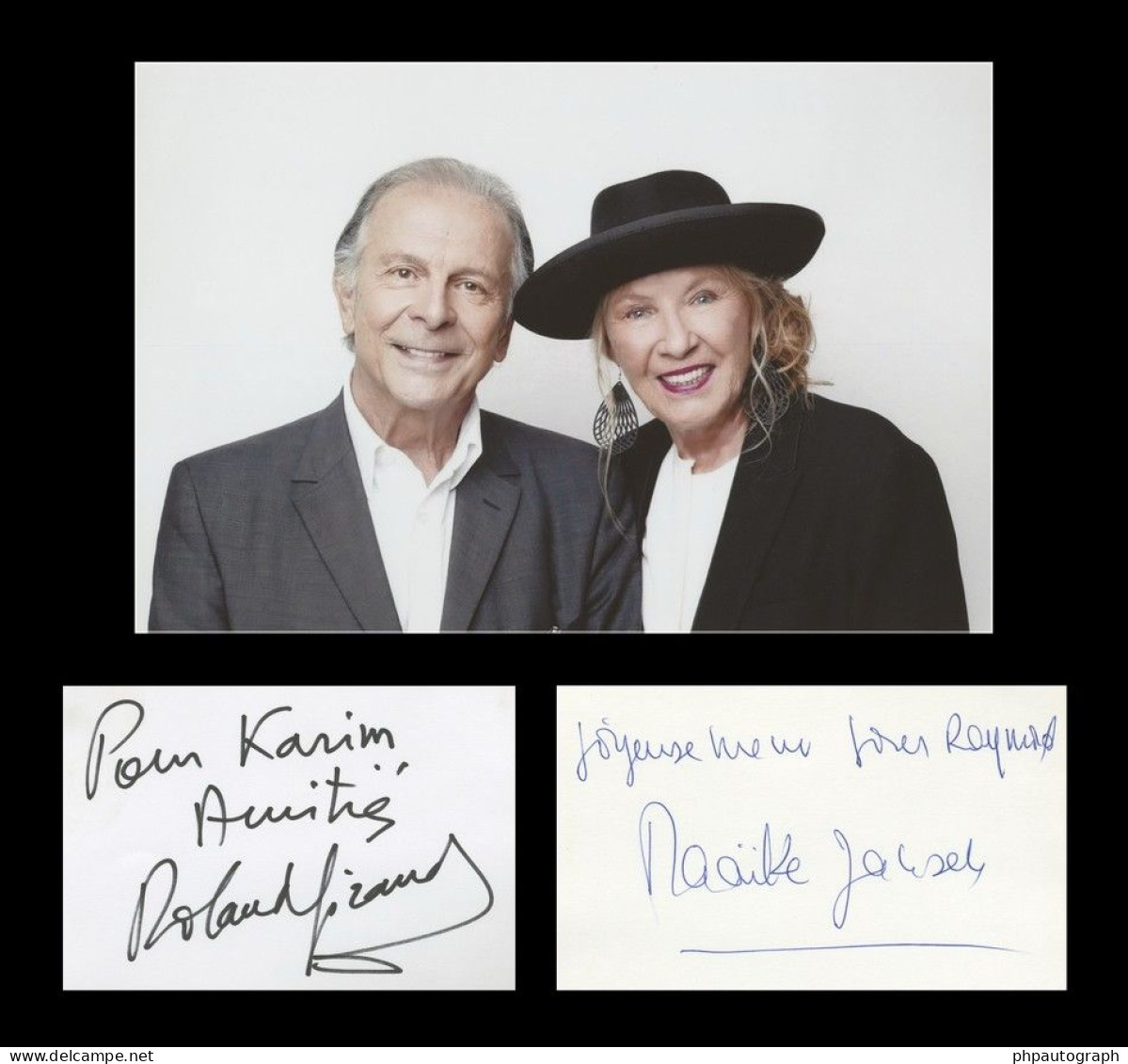 Maaïke Jansen & Roland Giraud - Cartes Dédicacées + Photo - 90s - Actors & Comedians