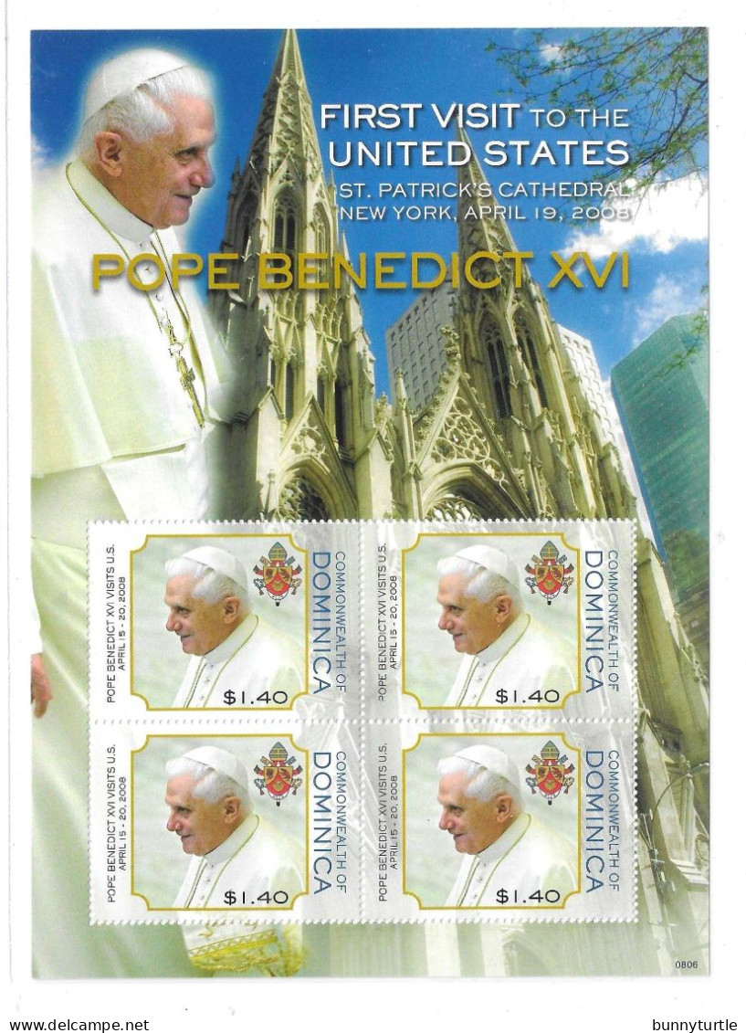 Dominica 2008 Visit Of Pope Benedict XVI To New York S/S MNH - Brunei (1984-...)