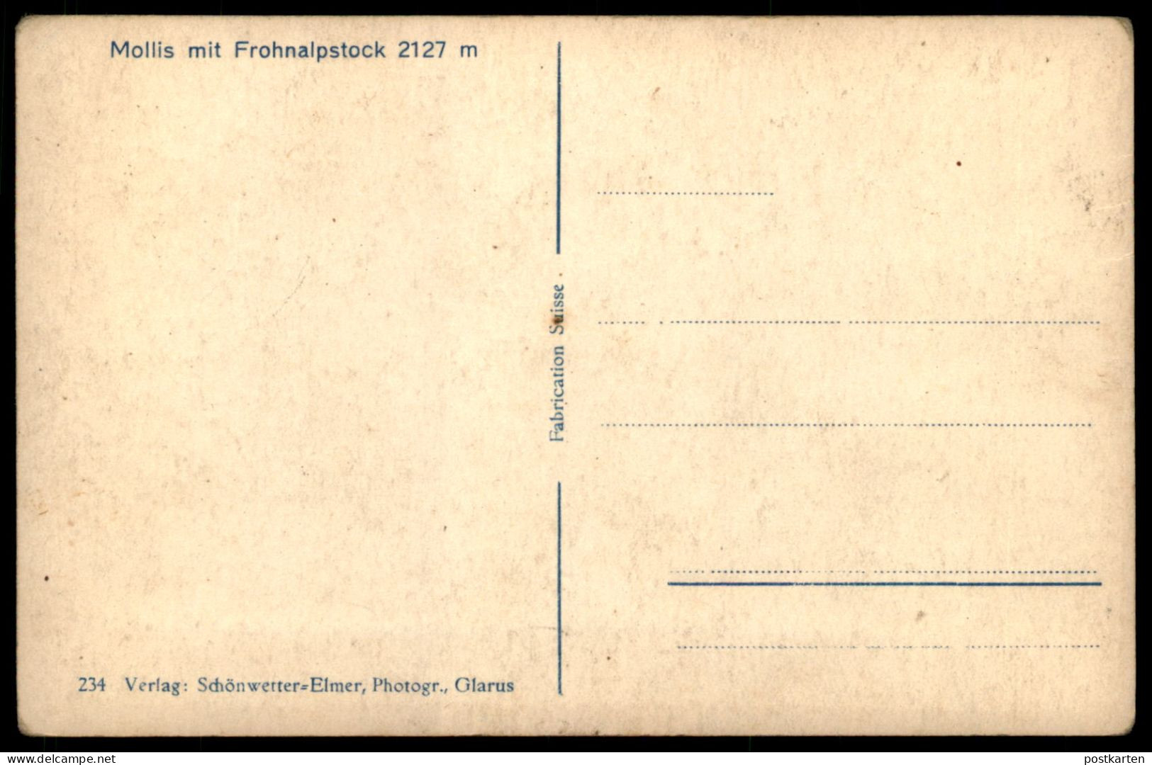 ALTE POSTKARTE MOLLIS GEGEN FROHNALPSTOCK PANORAMA 2127 METER GLARUS SCHWEIZ SUISSE Cpa Postcard Ansichtskarte AK - Mollis