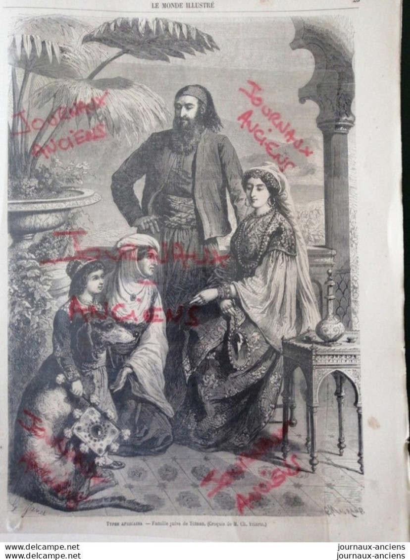 1862 TYPES AFRICAINS - FAMILLE JUIVE DE TÉHÉRAN - LE MONDE ILLUSTRÉ - 1850 - 1899