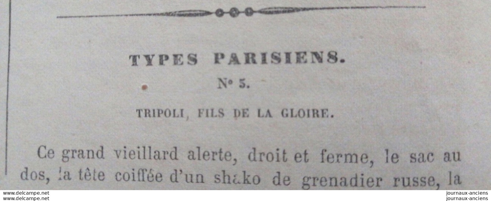 1862 TYPES PARISIENS - TRIPOLI FILS DE LA GLOIRE - LE MONDE ILLUSTRÉ - 1850 - 1899