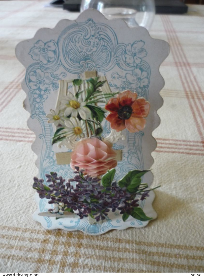 Superbe Découpi / Une Bonne Et Heureuse Année  / 12 Cm - 8,5 Cm - Flowers