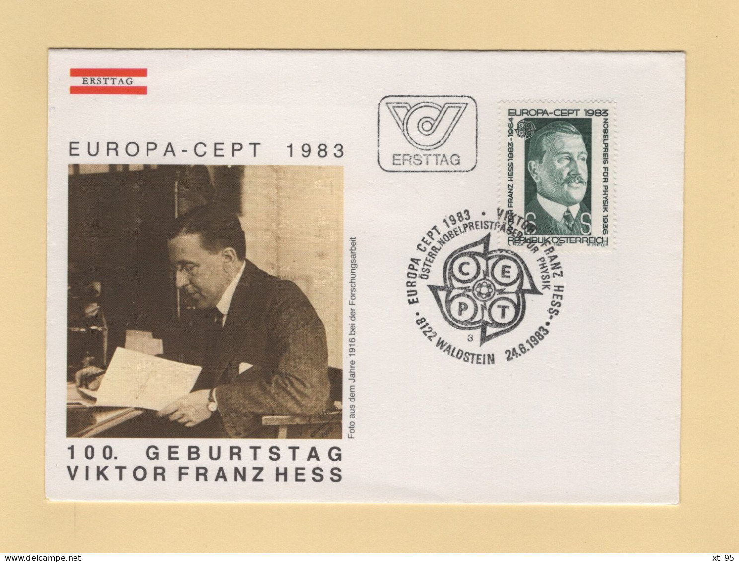 FDC - 1983 - N°1572 - Europa - Victor Franz Hess - Physicien Prix Nobel - FDC