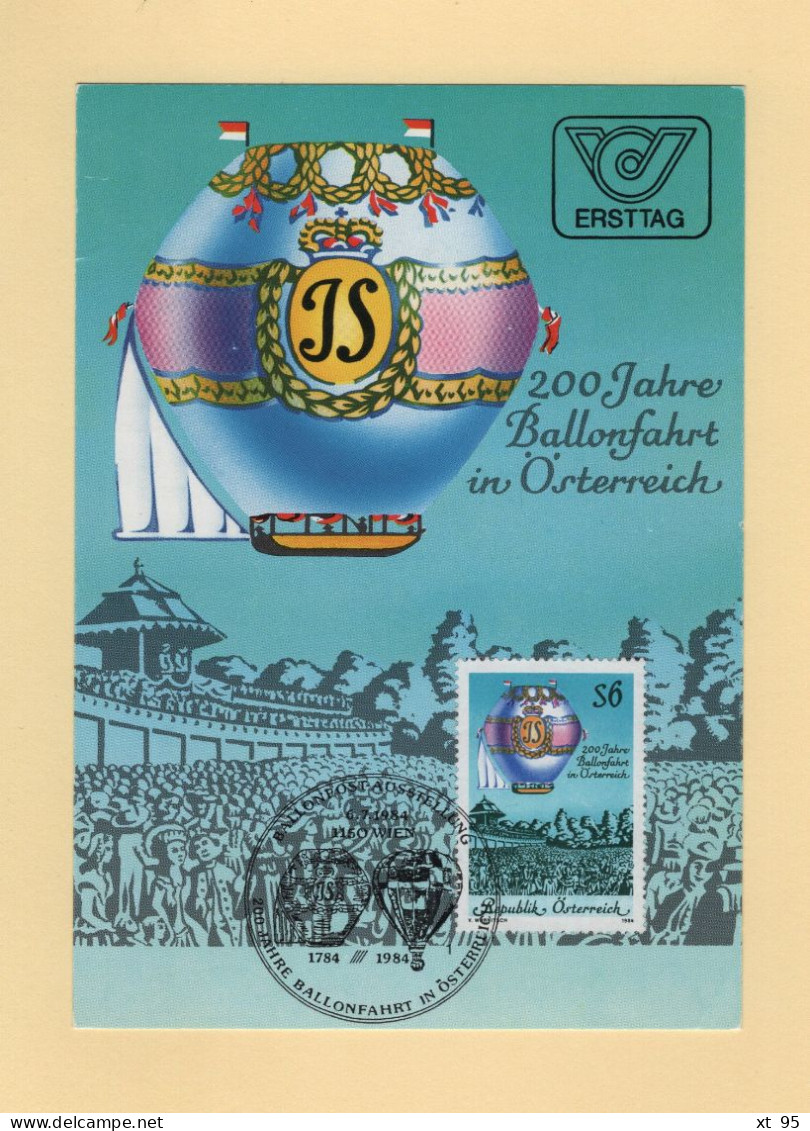 Carte Maximum - 1984 - N°1614 - 1er Vol En Ballon Equipe - Cartes-Maximum (CM)