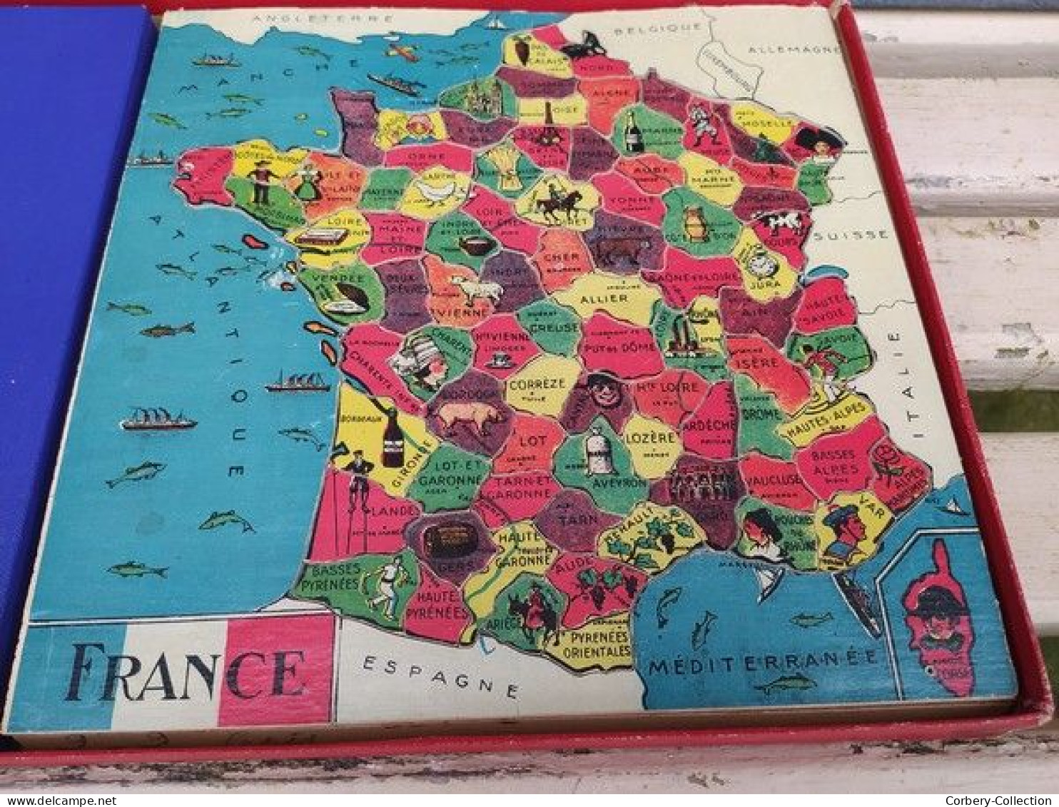 Ancien Jeu de Société Puzzle Carte de France