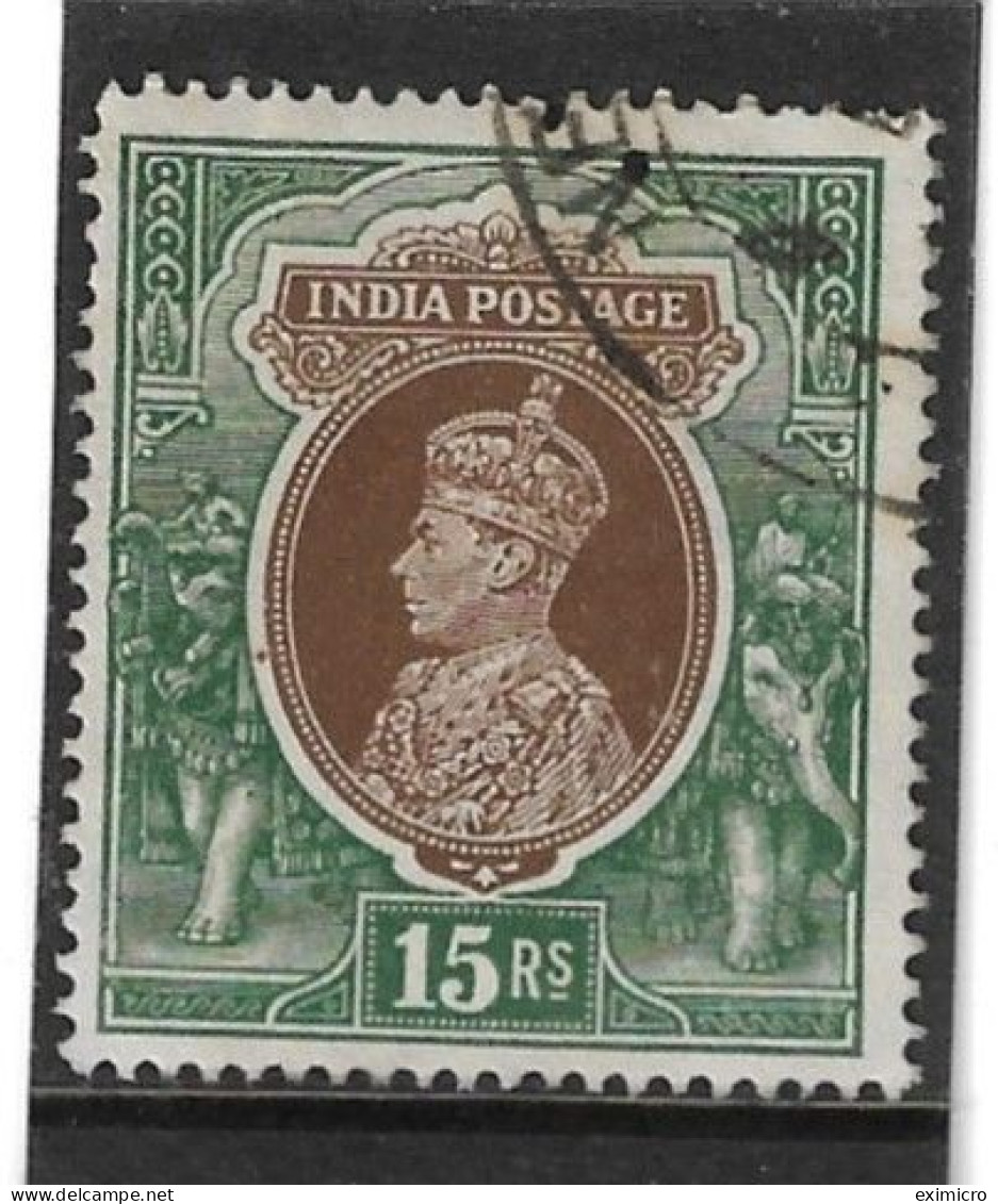 INDIA 1937 15R SG 263 FINE USED KEY VALUE OF THE SET Cat £110 - 1936-47 Koning George VI