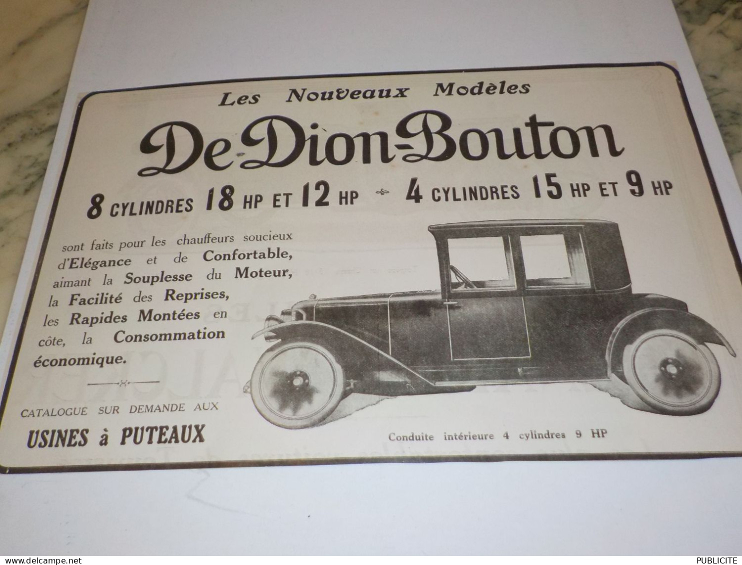 ANCIENNE PUBLICITE NOUVEAUX MODELES DE DION BOUTON 1919 - Trattori