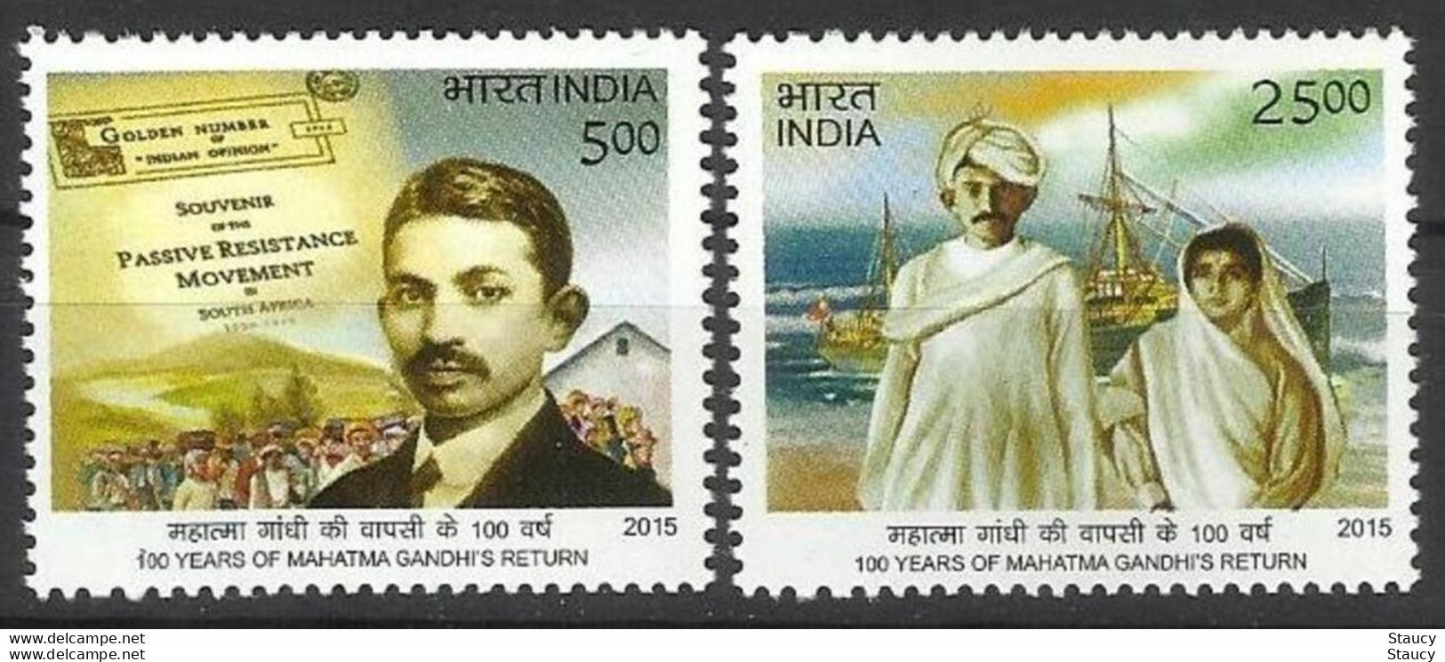 INDIA 2015 Centenary Of Return Mahatma Gandhi South Africa 2v SET MNH P.O Fresh & Fine - Mahatma Gandhi