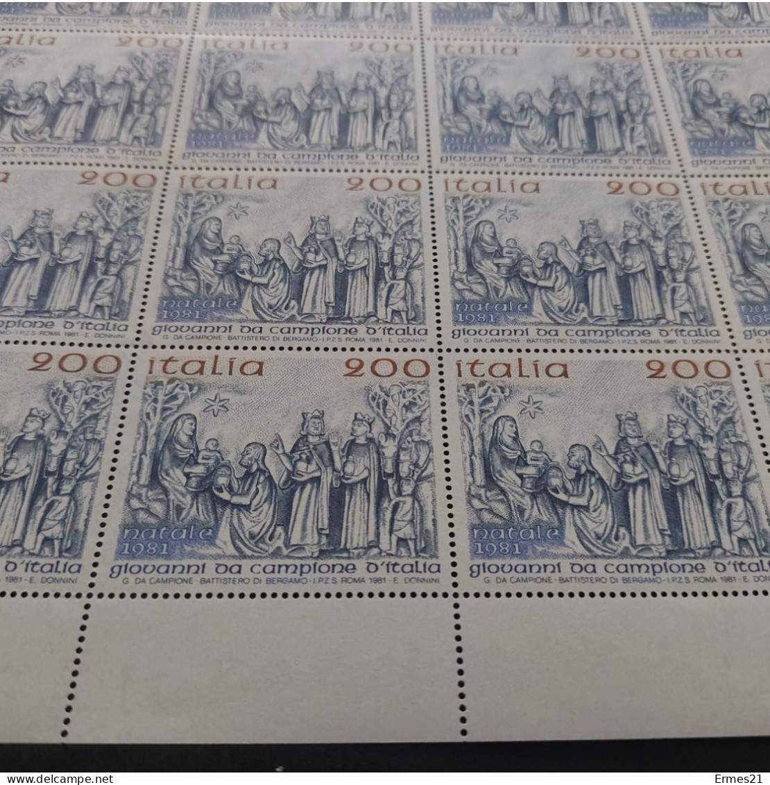 Francobolli 1981. Natale 1981. Giovanni Da Campione D'italia. Condizioni Eccellenti. Nuovo. Valore Lire 200×25pz. - Feuilles Complètes